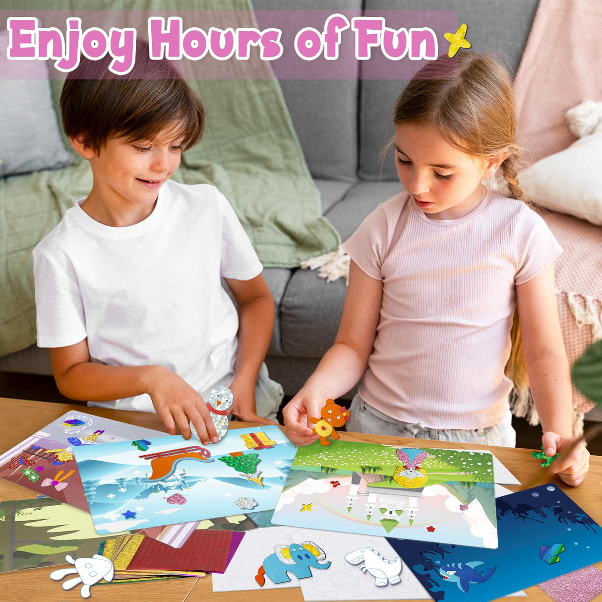 Foil Art Kit for Kids - Foil Art Crafts Princess Animals DIY Toy Set No Mess Craft Toys for Kids Activity Kits for Ages 4 5 6 7 8 9 Girls and Boys Travel Toys Christmas Birthday Easter Gifts Diteryy