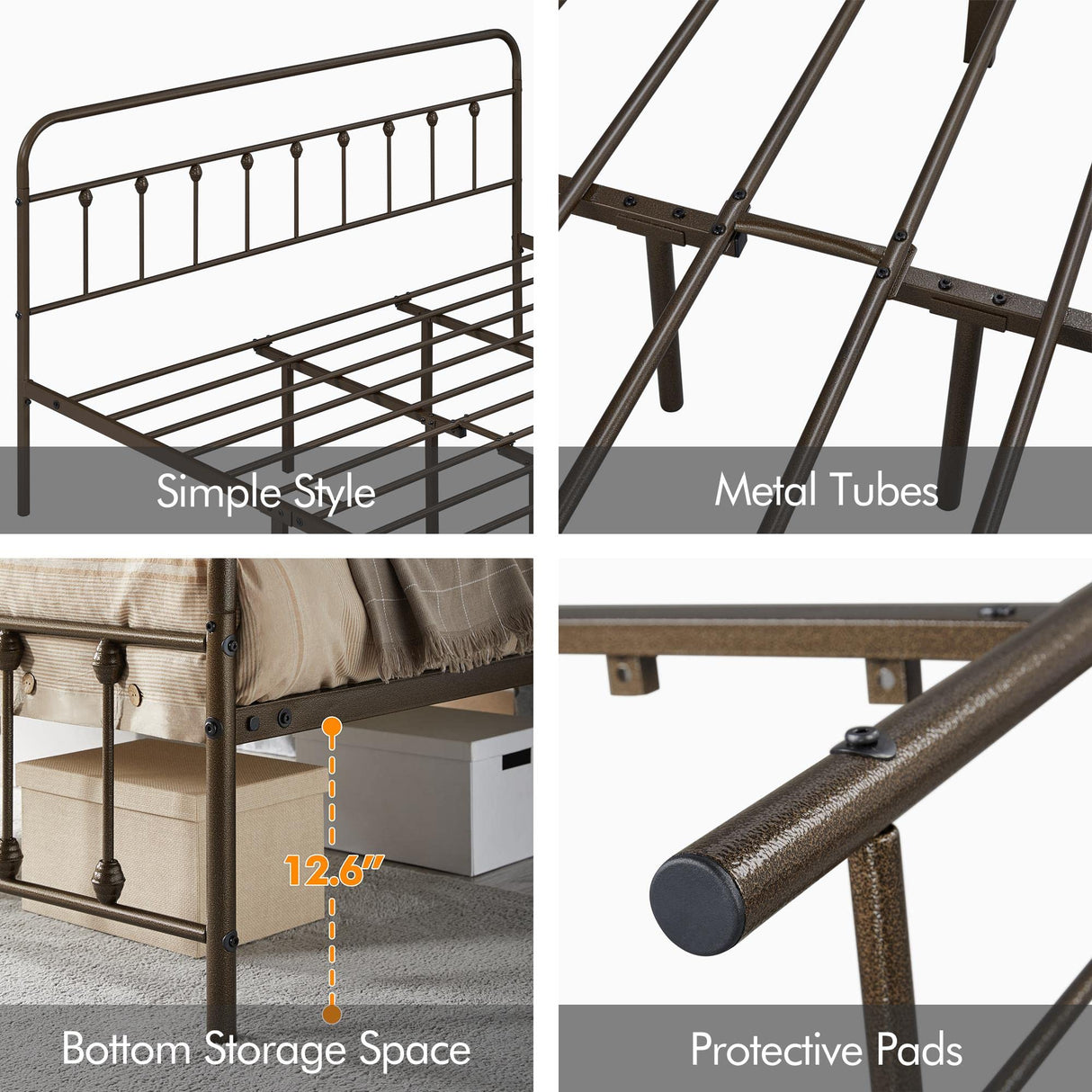 Yaheetech Classic Metal Platform Bed Frame Mattress Foundation with Victorian Style Iron-Art Headboard/Footboard/Under Bed Storage/No Box Spring Needed/King Size Bronze Yaheetech