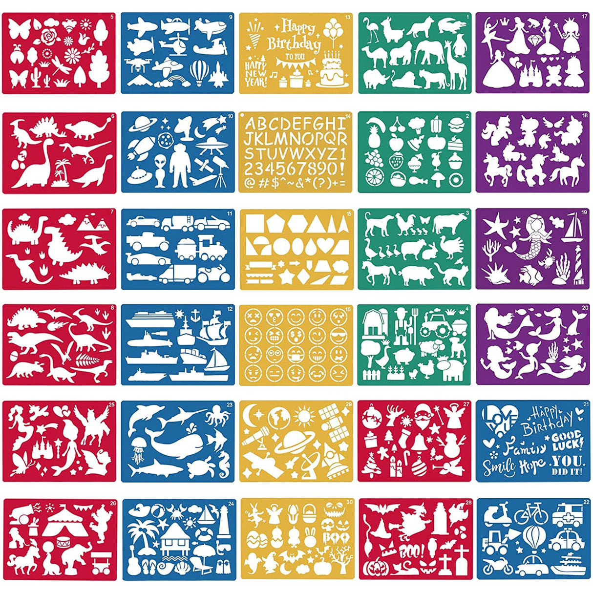 30 Pieces Drawing Stencils Set for Kids, Plastic Drawing Painting Stencil Templates for Kids Crafts School Art Projects, Journal Stencil with 400+ Images LanMa