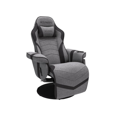 RESPAWN 900 Console Gaming Recliner with Footrest and Lumbar Support - Comfortable Ergonomic Gaming Chair with Headrest, No Wheels, Reclining, Heavy Duty, Racing Style Video Game Chairs - Gray Fabric