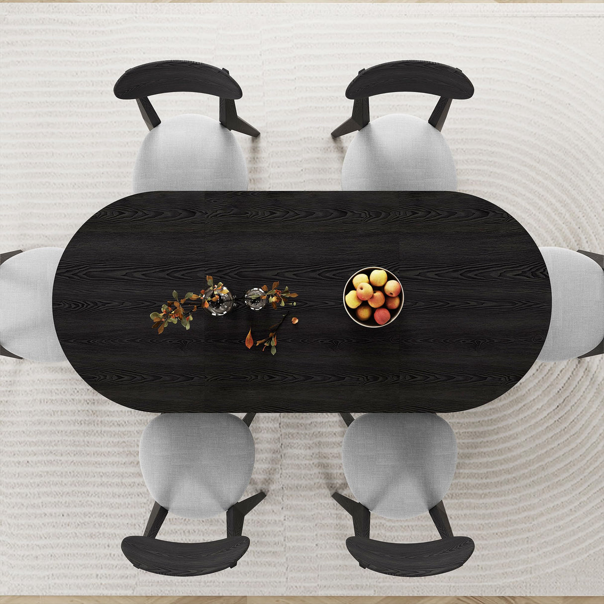 70.8 Inch Dining Table for 4-6 People, Oval Kitchen Table with Semi-Cylindrical Legs Base, Modern Farmhouse Round Dinner Tables for Dining Room Kitchen Living Room (Black) weselon