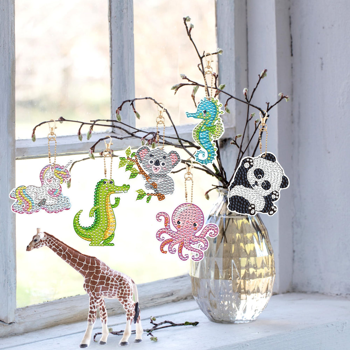 15 PCS Diamond Painting Keychains Animal Diamond Art Ornaments Double Side Diamonds Key Rings DIY 5D Art Pedants for Beginners Birthday Crafting Home Party Decor Augisteen