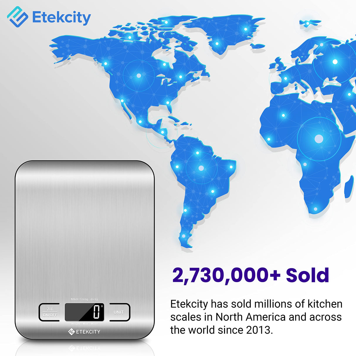 Etekcity Food Kitchen Scale, Digital Grams and Ounces for Weight Loss, Baking, Cooking, Keto and Meal Prep, LCD Display, Medium, 304 Stainless Steel Etekcity
