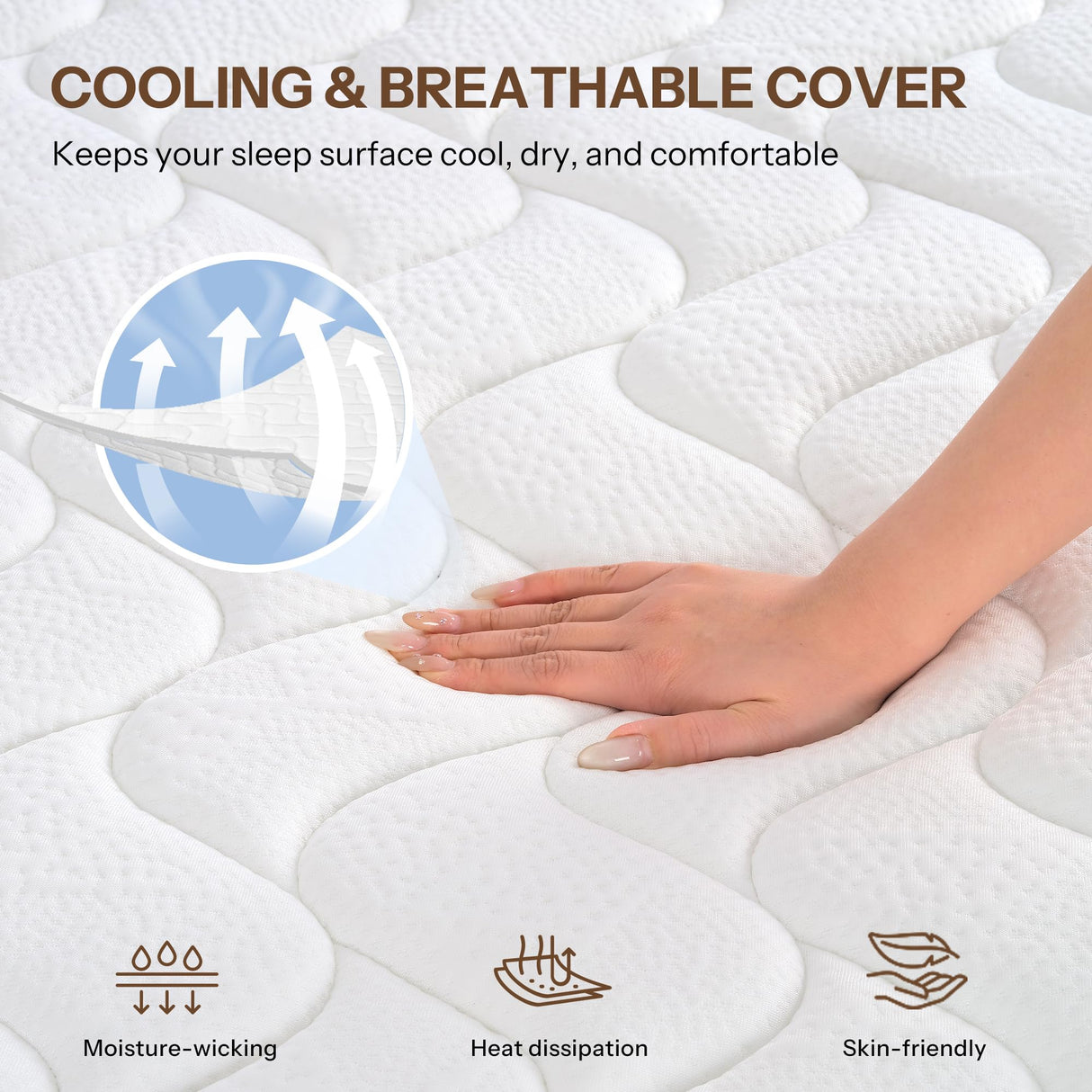 10 Inch Full Size Mattress Hybrid, Made in USA Full Mattresses in a Box, Cooling Gel Memory Foam Mattress for Back Pain Pressure Relief, Medium Feel, Motion Isolation Colchones for Adjustable Bed Life Balance