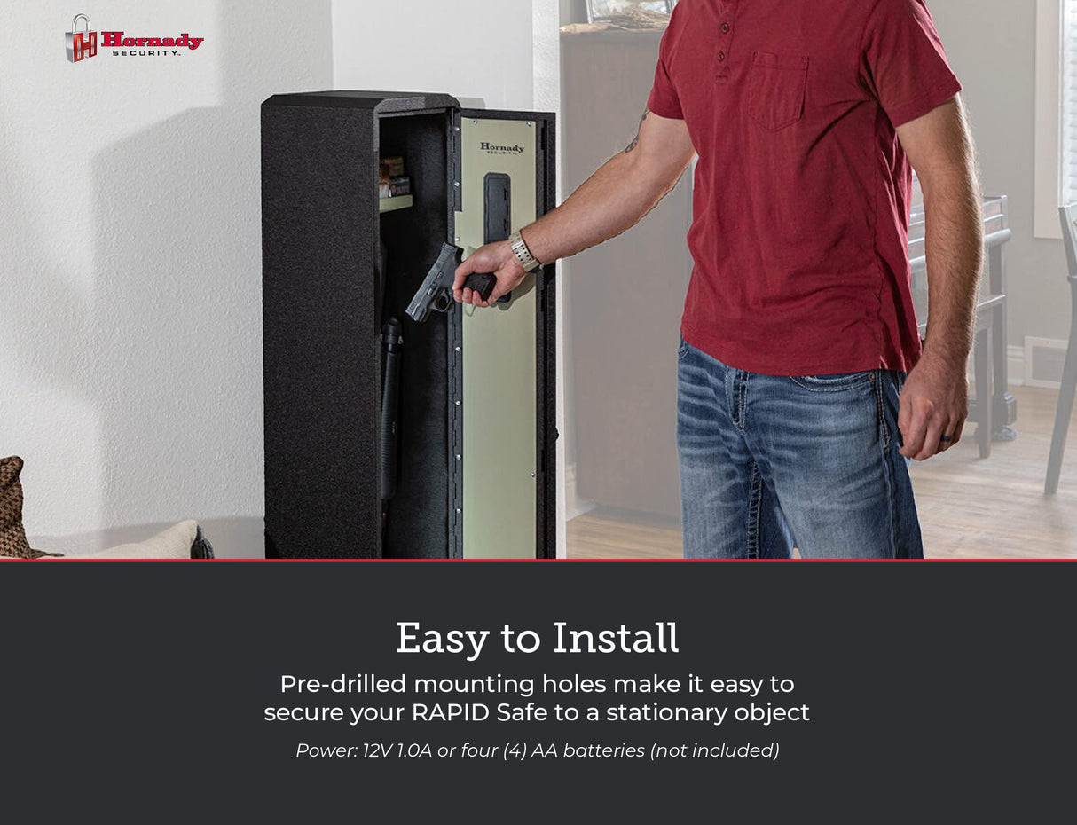 Hornady Rapid Safe Compact Ready Vault with WiFi - Safely Keep Tabs on Your Safe with Your Smartphone - RFID Technology for Touch Free Access & Heavy-Duty Steel Housing to Protect Valuables, 98196WIFI Hornady