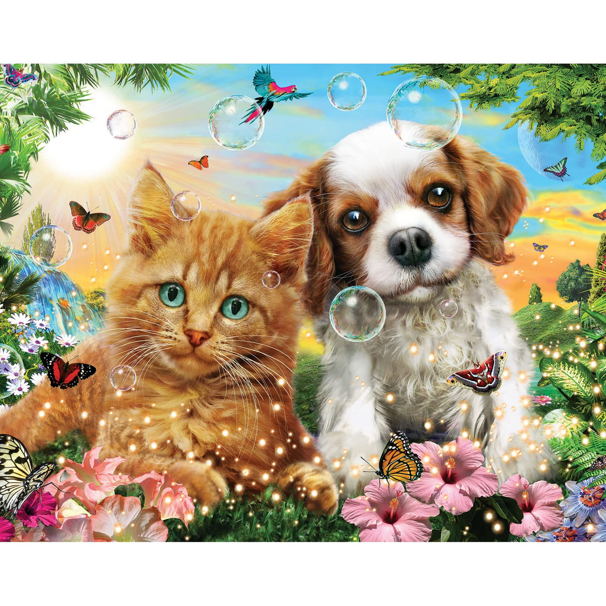 Bits and Pieces – Large 50 Piece Jigsaw Puzzle for Adults – Kitten & Puppy - Cute Baby Animals Dog Cat Jigsaw Puzzle by Adrian Chesterman, Completed Puzzle Size: 15" x 19" Bits and Pieces