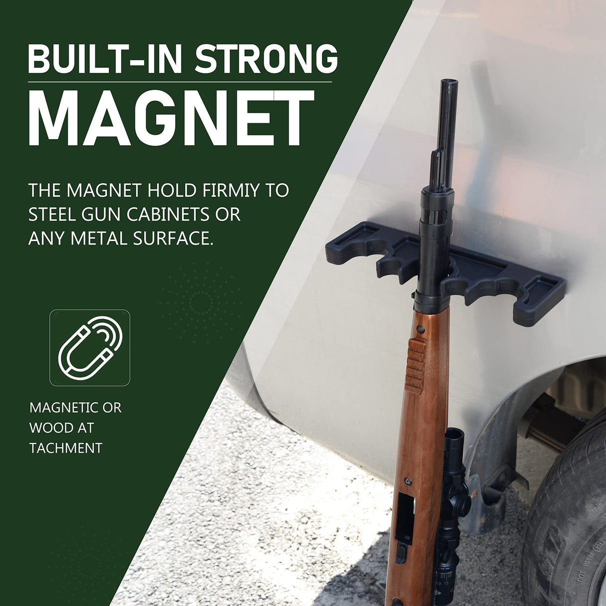 Adoreal Magnetic Rifle Rack, Durable Rubber Gun Rack for Gun Storage, Magnetic Gun Holder in Gun Cabinet, Shotgun Rifle Barrel Rest Gun Safe Organizer Indoor Gun Racks Size10.23”Lx2.83”Wx0.74”H Adoreal