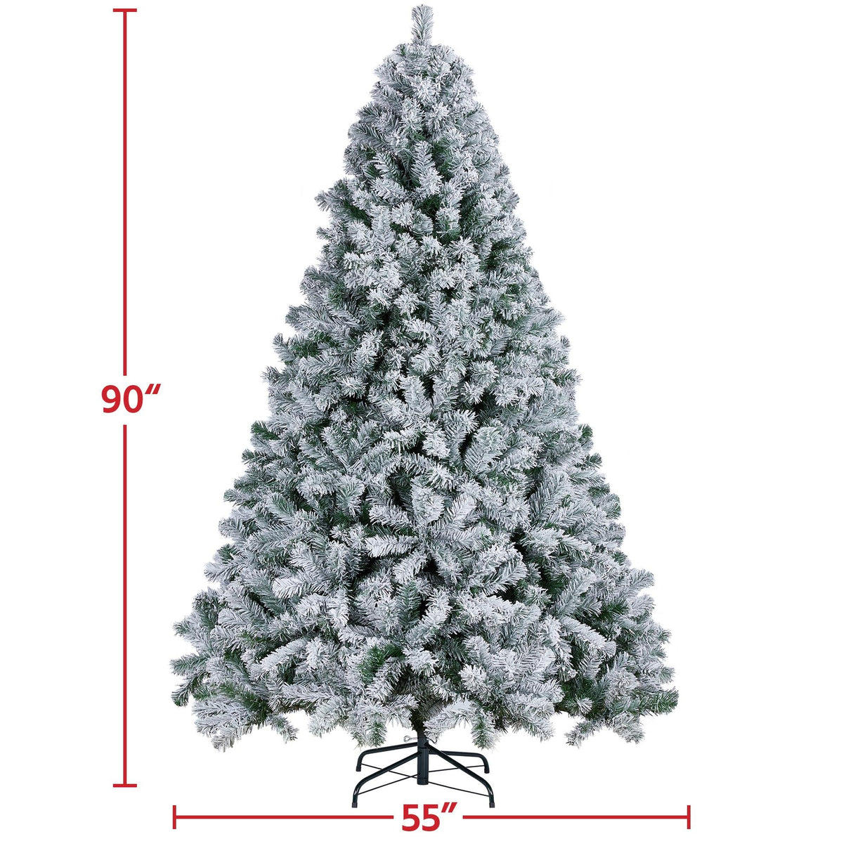 Yaheetech 7.5ft Premium Snow Flocked Hinged Artificial Christmas Fake Spruce Full Tree for Home Office Party Decoration with 1284 Branch White Snow Tips and Metal Stand Yaheetech