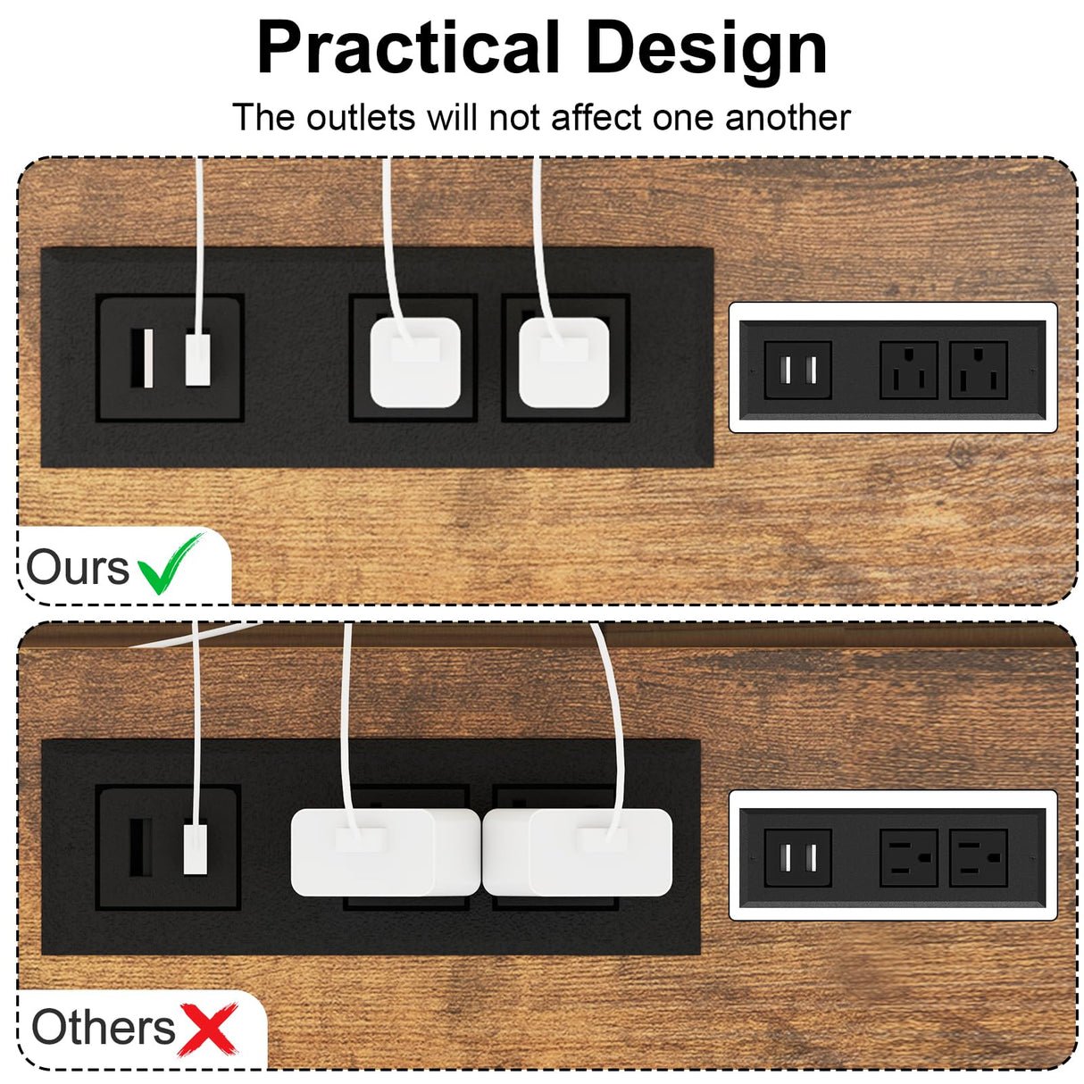 Fixwal Night Stand with Charging Station, Adjustable Bed Side Table with Fabric Drawer, Farmhouse End Table, Bedside Table with Storage, Rustic Brown Fixwal