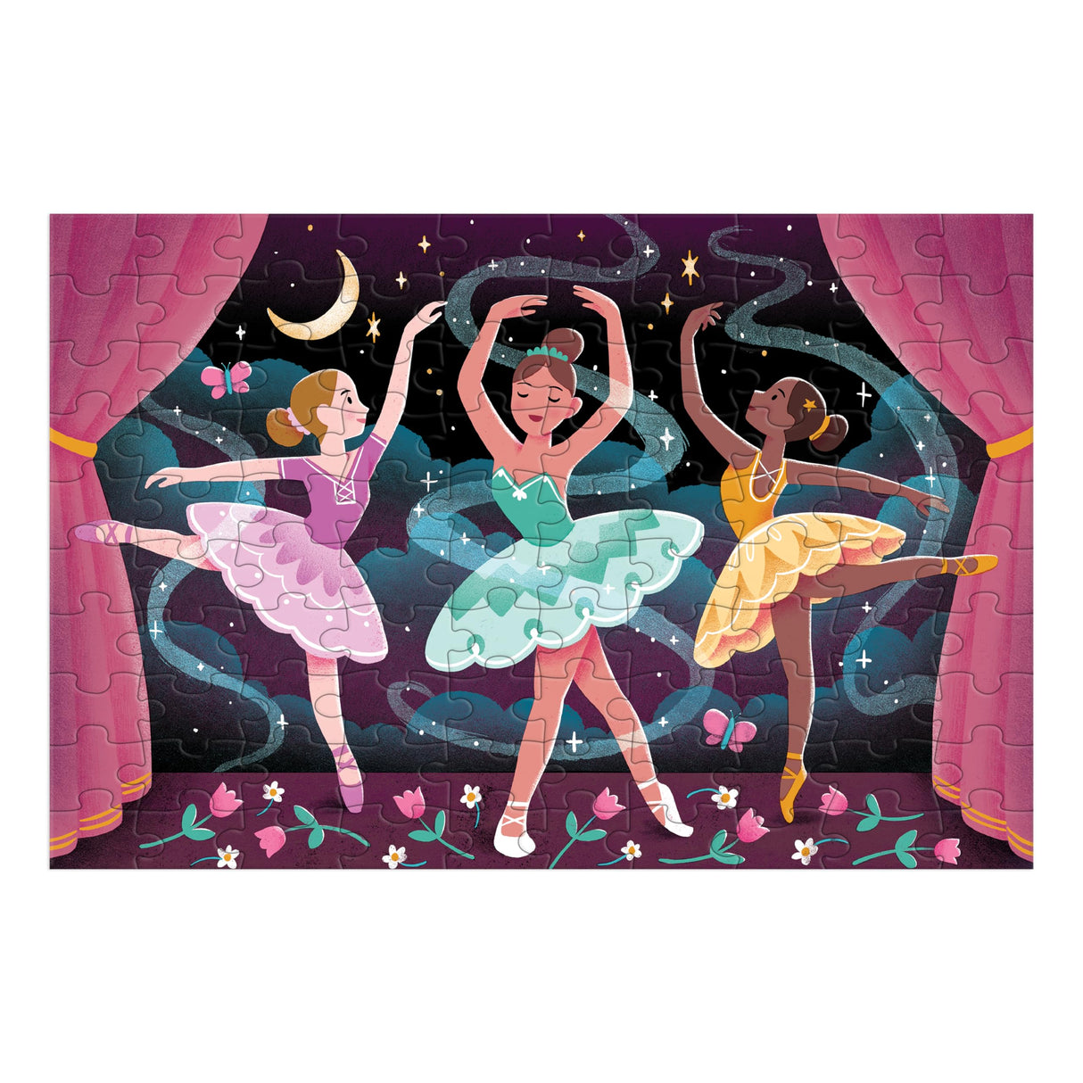 Mudpuppy Moonlight Ballet – 100 Piece Glow in The Dark Puzzle with Magical Scene of Iconic Swan Lake Ballet and Hidden Puzzle Details in The Dark for Children Ages 5 and Up Mudpuppy