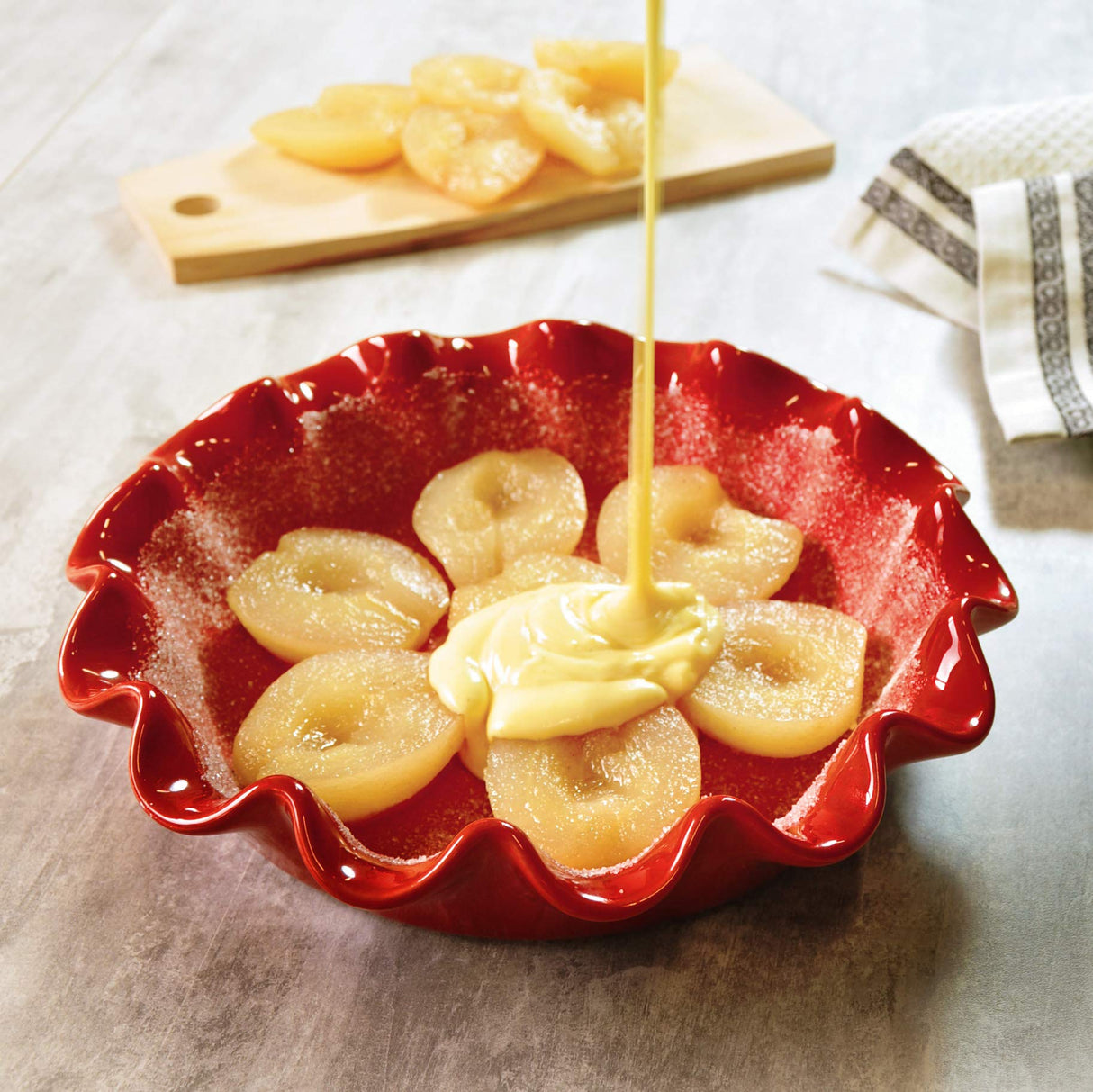 Emile Henry Made in France Ruffled Pie Dish 10.5" X2.5", 10.5" by 2.5", Burgundy Red Emile Henry