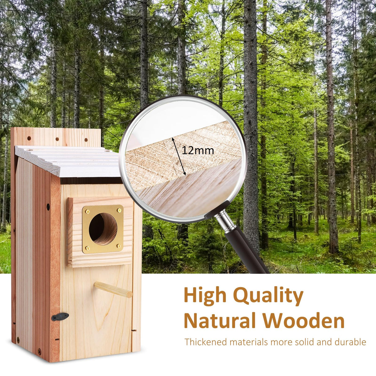 Bluebird Houses 2Pack for Outside with Copper Guard, Pole, Thicken Wooden Hanging Birdhouse Clearance Garden Country Cottages, Nesting Box for Bluebird Finch Swallow Wren Chickadee Wild Bird Supplies ColorfulLaVie