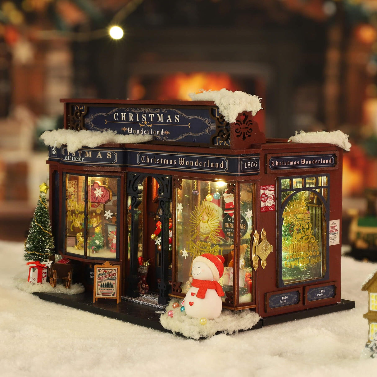 fifijoy Christmas Miniature Dollhouse Kit, DIY Dollhouse Miniature House Kit for Adults, Tiny House Kits Mini Model Building Sets with Music (Christmas Wonderland) fifijoy