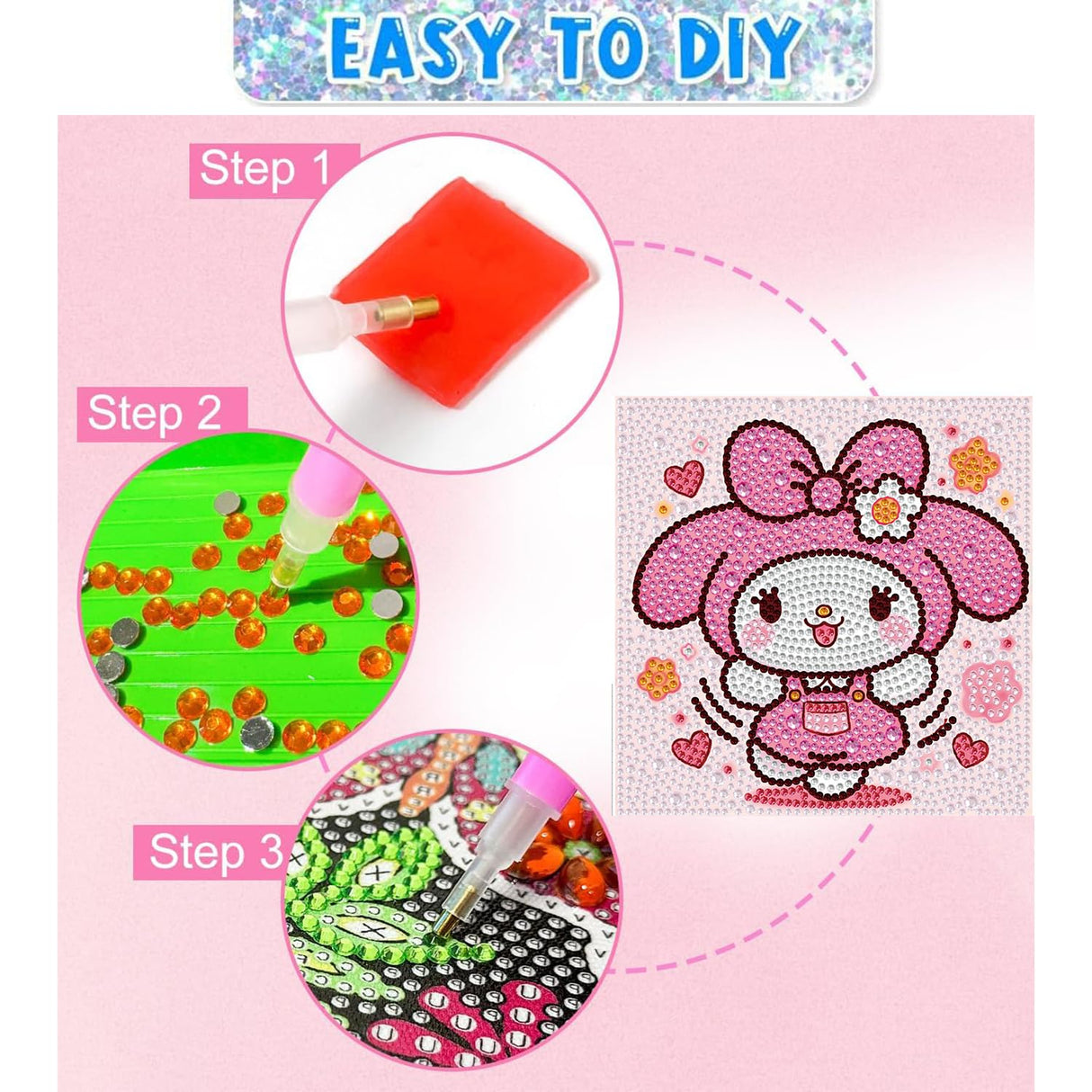 YSUNETER Diamond Painting Kits for Kids Beginner - 4 Pack DIY 5D Full Drill Diamond Art Kits for Children, Cute Animals Round Crystal Rhinestone Gem Art Crafts Home Wall Art Decor 5.9 x 5.9 Inches YSUNETER