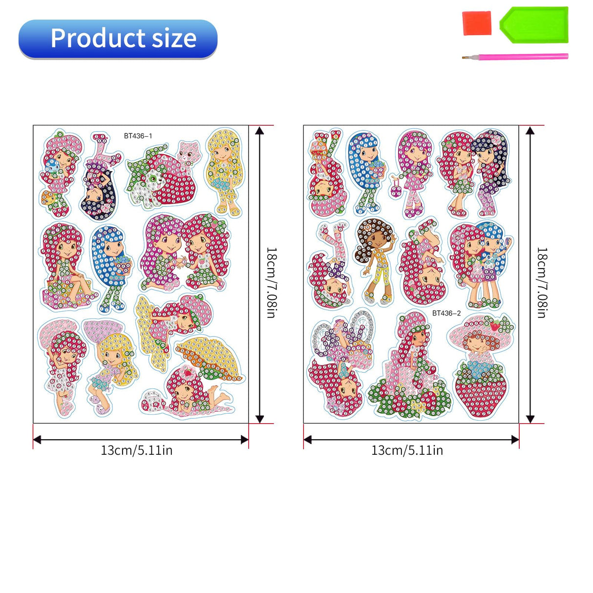 FLYSONG Diamond Art Kits for Kids Adults,DIY Cartoon Princess 22 Pcs Creative Diamond Art Stickers - Gem Painting Craft Mosaic Stickers by Number Kits (Cartoon Princess) FLYSONG