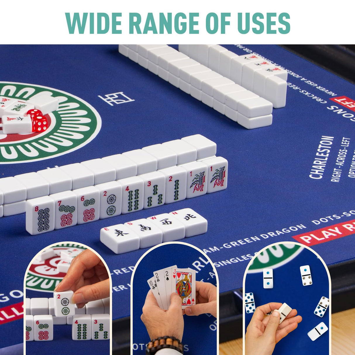 Mahjong Mat, 32.4×32.4 Inch Noise Reduction Anti-Slip Mahjong Mat for Table, Mahjong Table Mat for Poker, Card, Board Games Table Mat, Tile Games, Dominoes SiDreea