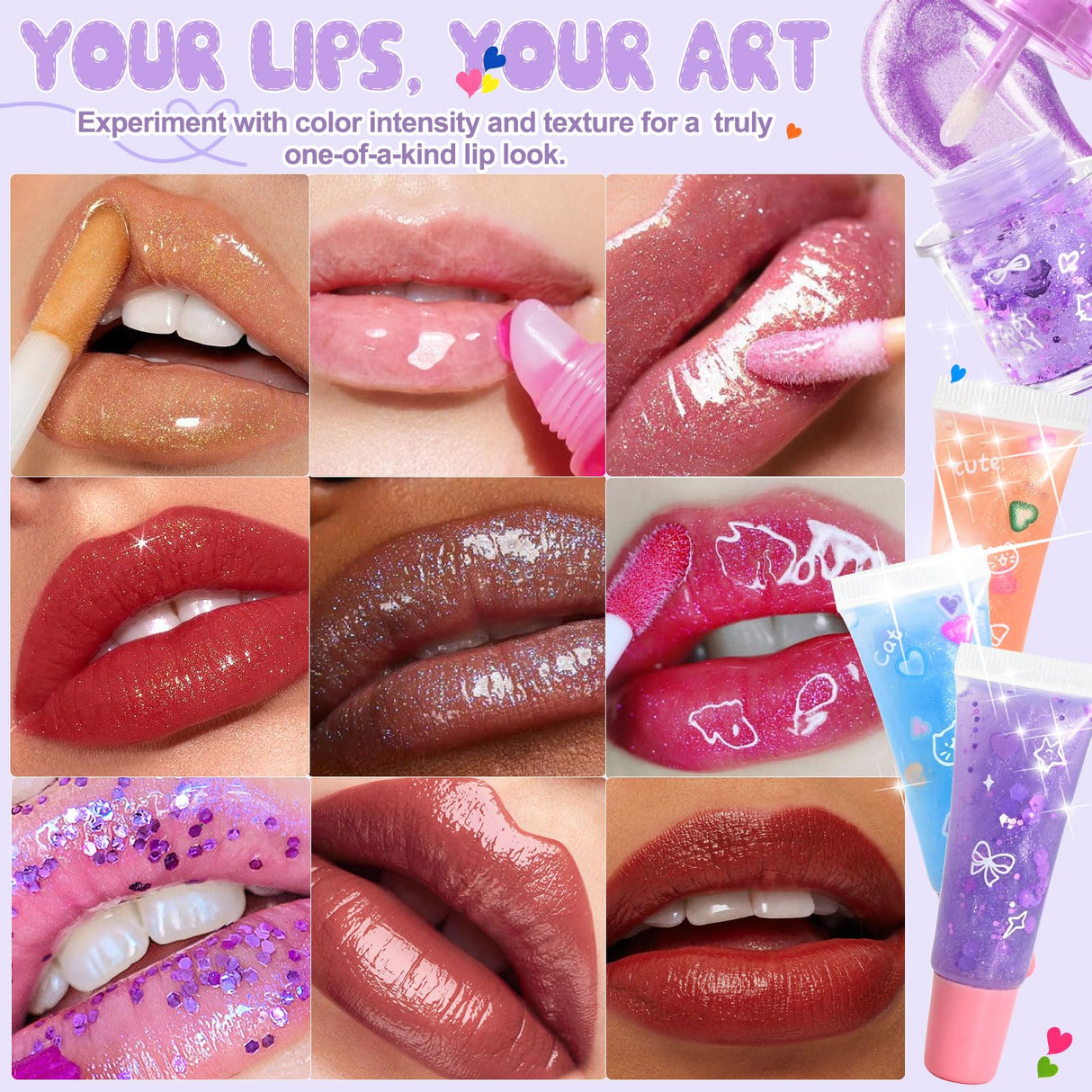 Jcoos DIY Lip Gloss Making Kit, 55PCS Lip Gloss Kit to Make Your Own Lip Gloss, Miost lipgloss base, Lip Gloss Tubes, Lipgloss Sets for Girls, Kids, Beginner Tweens Girls Trendy Stuff Gift for Her Jcoos