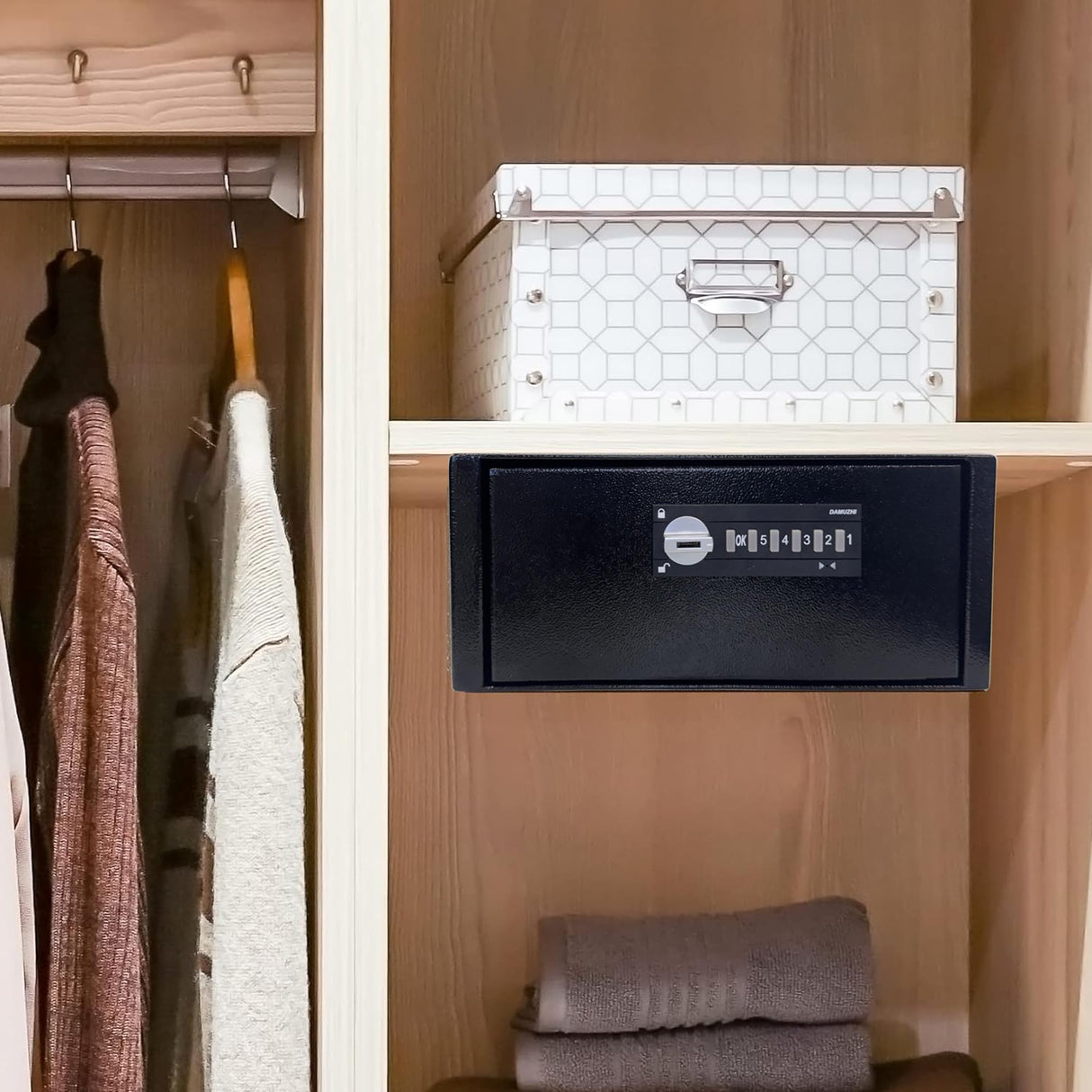 Heavy Duty Steel Under Desk Hand Gun Safe - Slide Away Gun Vault with Electric Keypad - Quick Access Gun Safe with Electronic Password Vault for Home, Business, and Car Black POCHAR