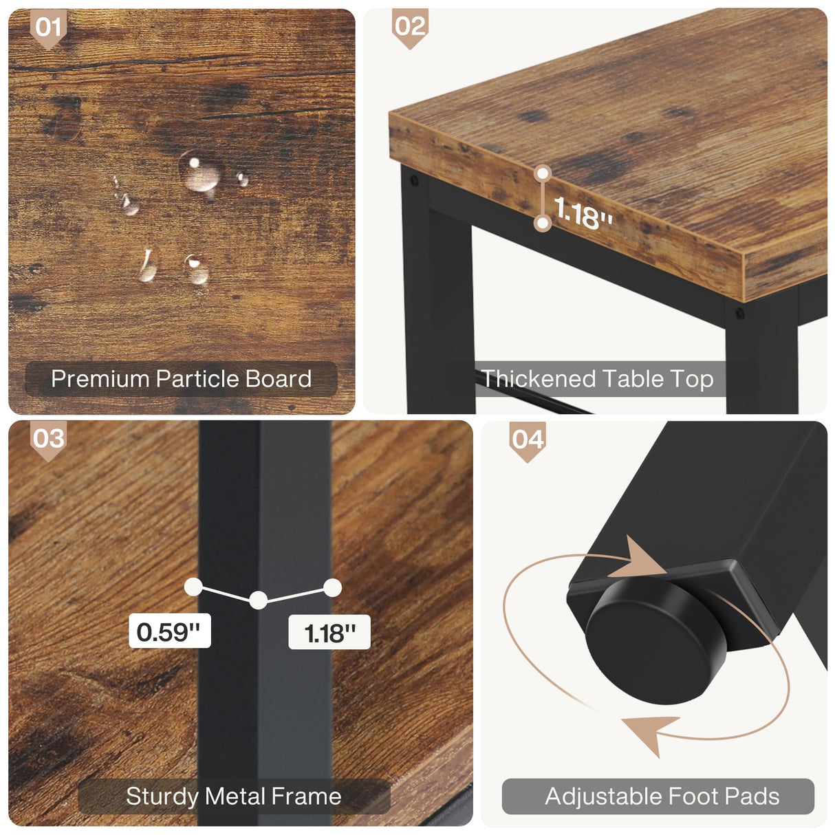 Tribesigns 55-Inch Industrial Sofa Table, 3-Tier Console Table with Metal Frame and Open Shelves, Modern Decorative Shelf, Open TV Shelf for Living Room, Entryway, Hallyway (Brown and Black) Tribesigns