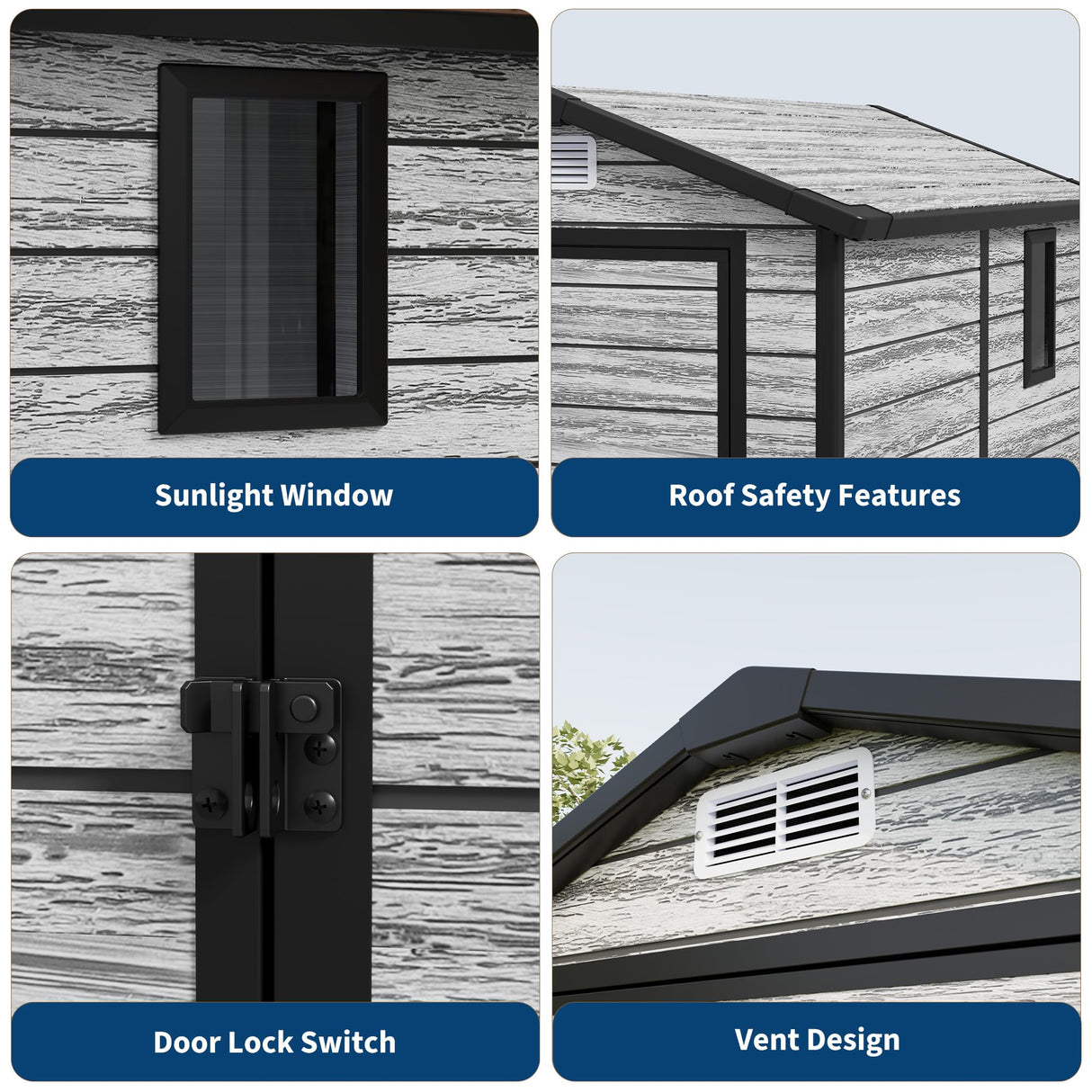 All-Weather Resin Shed with Window, Outdoor Plastic Garden Shed with Lockable Door and Vents, Outdoor Resin Storage Sheds for Tool, Bike, Backyard, Patio Reljofum