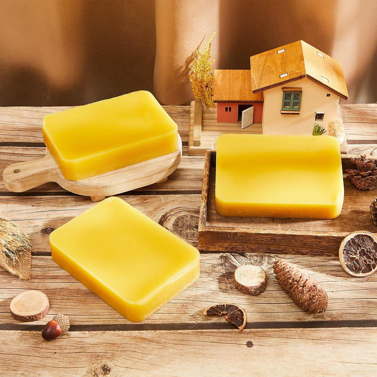 Treela 3 LB Yellow Beeswax Block Pure Natural Beeswax Cosmetic Grade Wax Block for Moisturizer Lotions Creams Lip Balms Soaps Candle Making Treela