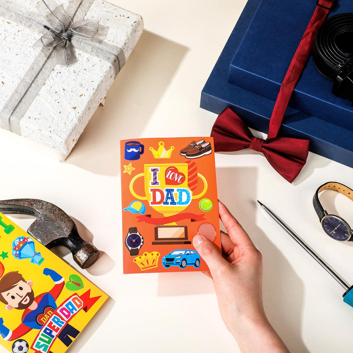 Fullhawl 48 Set Father's Day Card Making Kits DIY Father's Day Craft with Stickers and Envelopes Make Your Own Greeting Card Handmade Dad Gift for Party Home Activities Fullhawl