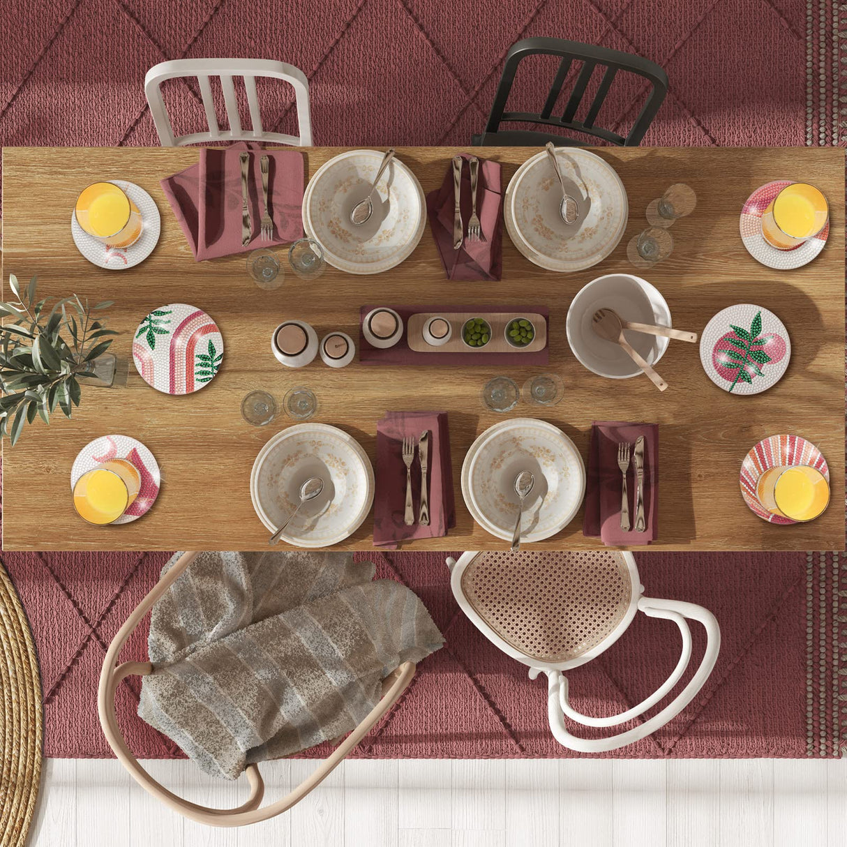 Vesici 8 Pcs Pink Diamond Painting Coasters with Holder Abstract Plants Diamond Art Painting Coasters Boho Art Coaster Kit with Holder DIY Crafts Kits for Adults Beginner Gift Supplies(Pink) Vesici