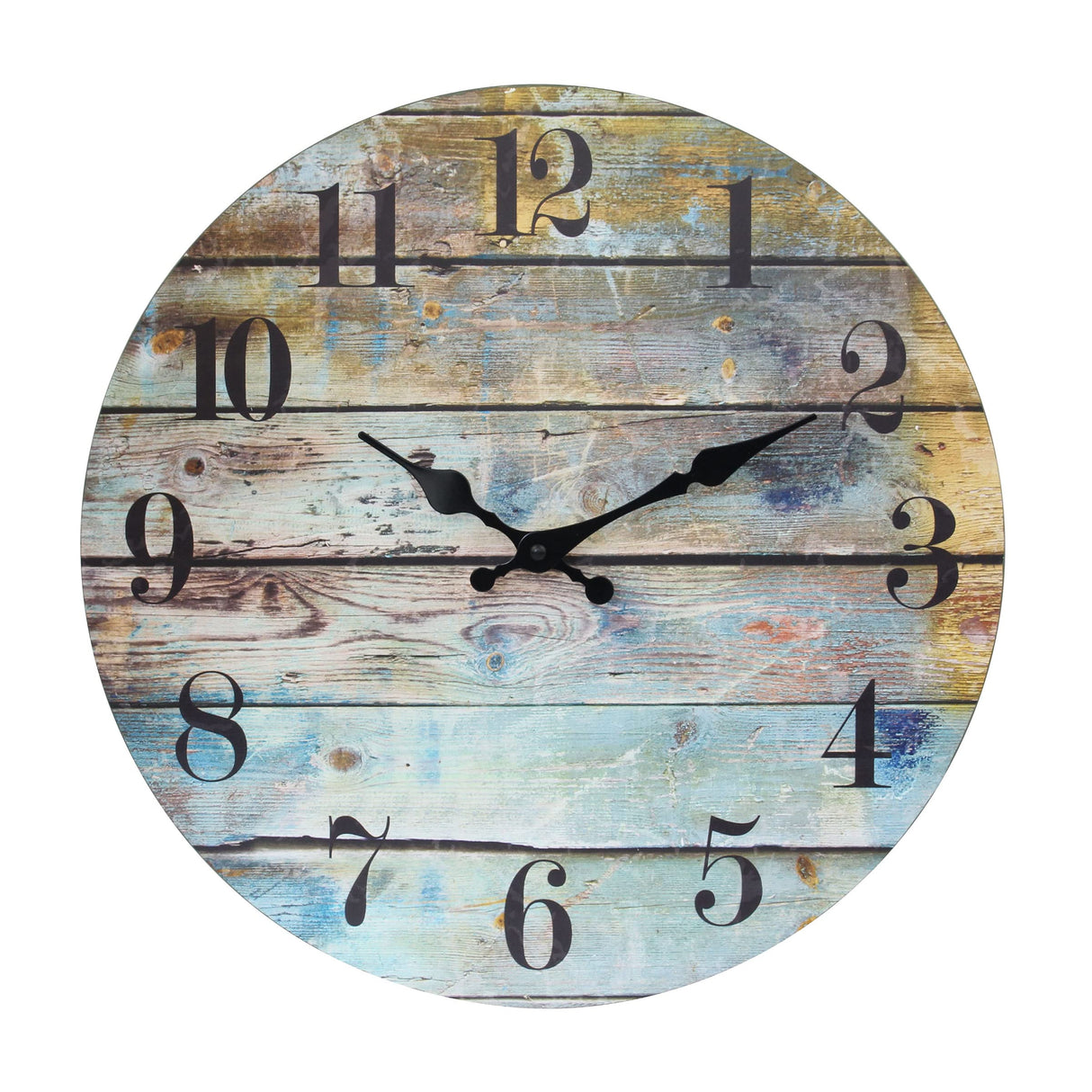 Stonebriar Vintage Farmhouse Wooden 14 Inch Round Battery Operated Hanging Wall Clock Stonebriar
