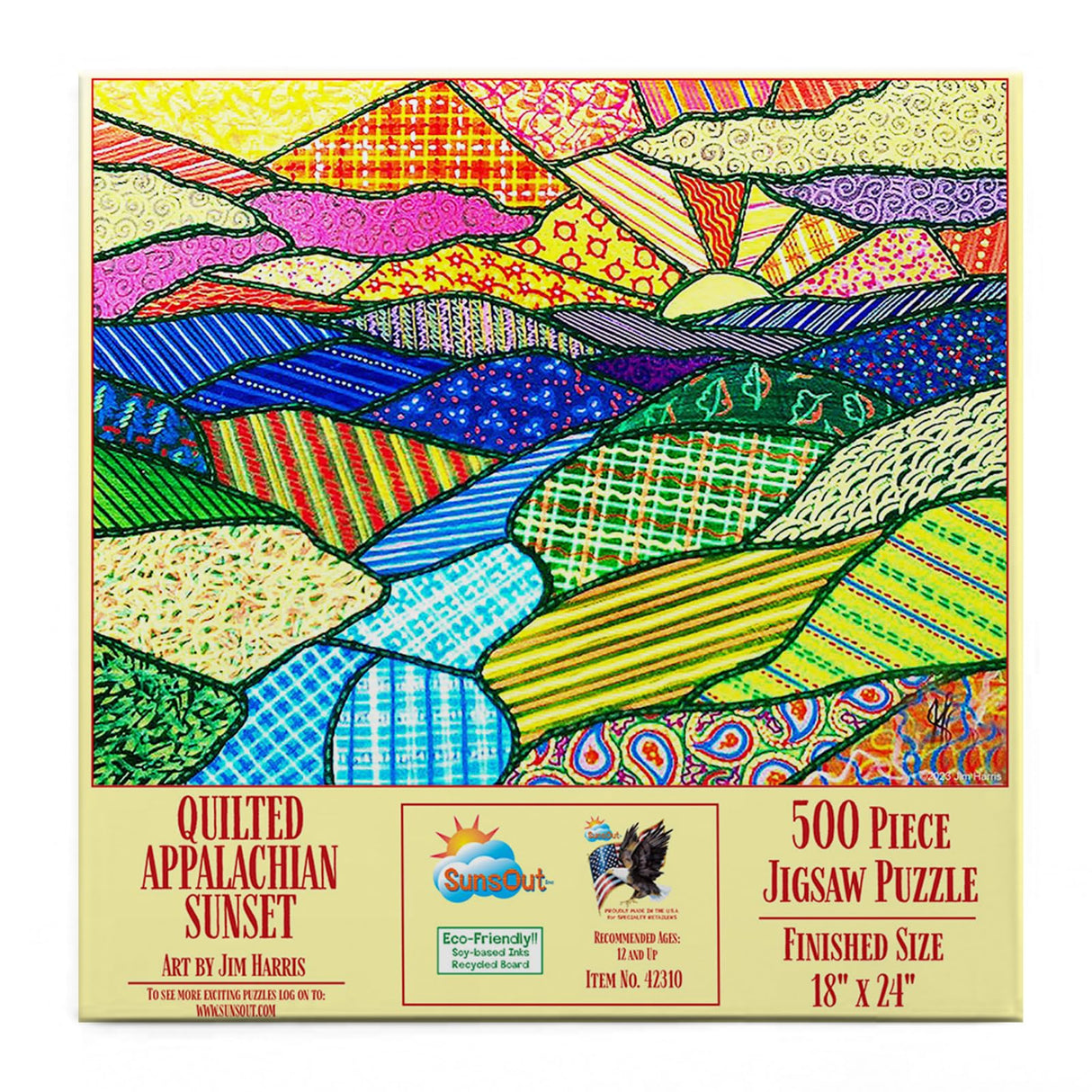 SUNSOUT INC - Quilted Appalachian Sunset - 500 pc Jigsaw Puzzle by Artist: Jim Harris - MPN # 42310 SunsOut