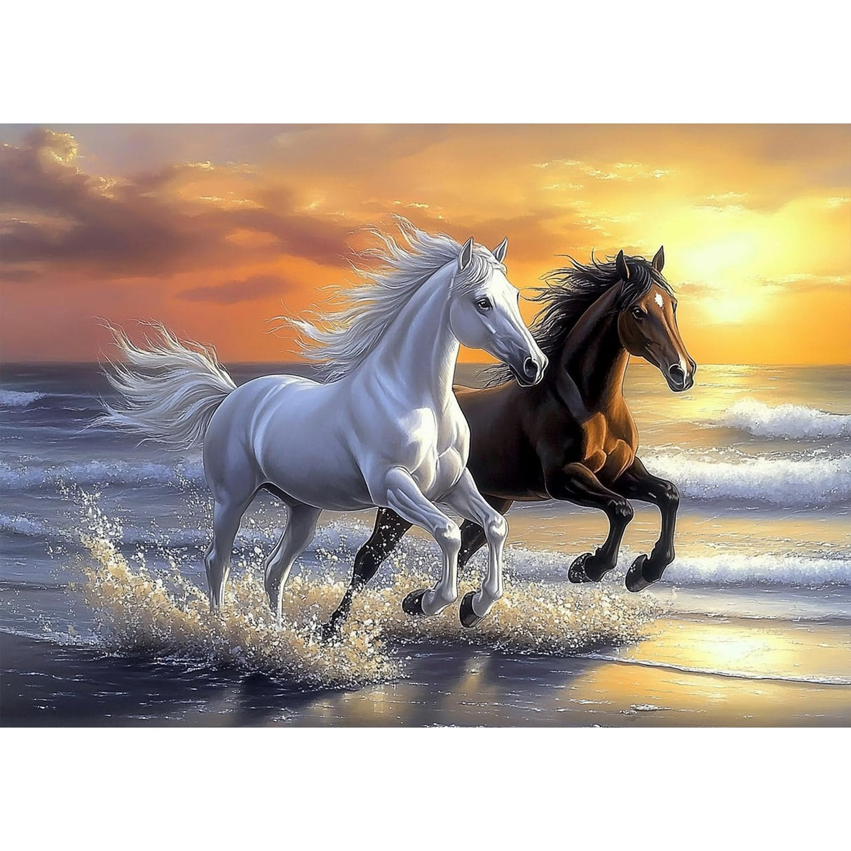 EOBROMD 5D Diamond Art Painting Kits for Adults Beginners, DIY Horse Diamond Art Painting Kits for Adults Animal, Full Round Drill Diamond Dot Gem Art Kits for Home Wall Decor 16x12inch EOBROMD