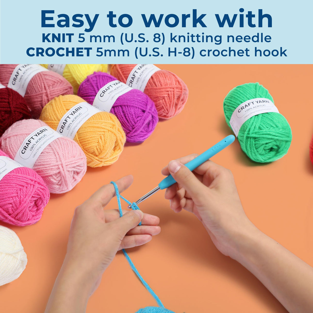 CRAFTWIZ 100% Acrylic Yarn for Crocheting and Knitting - 30x20g Skeins of #4 Worsted Weight, 1200 Yards of Soft Yarn, Perfect for Amigurumi and Other Small Crafts Projects Craftwiz