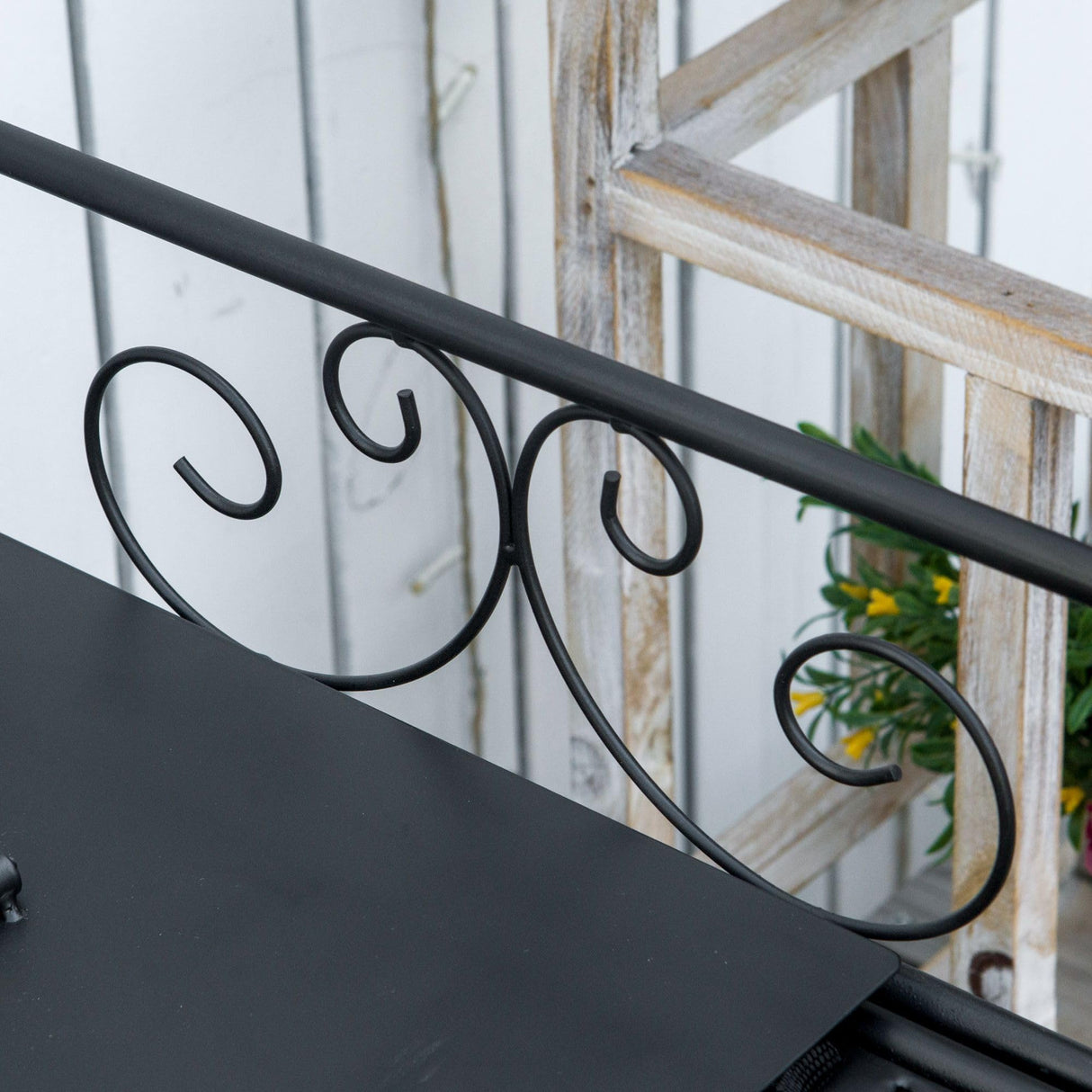 Outsunny Folding Potting Bench Table, Metal Garden Workstation, Work Bench with Large Build-in Bag with Cover, 5 Hanging Hooks & Storage Shelf, Flourishes Outsunny