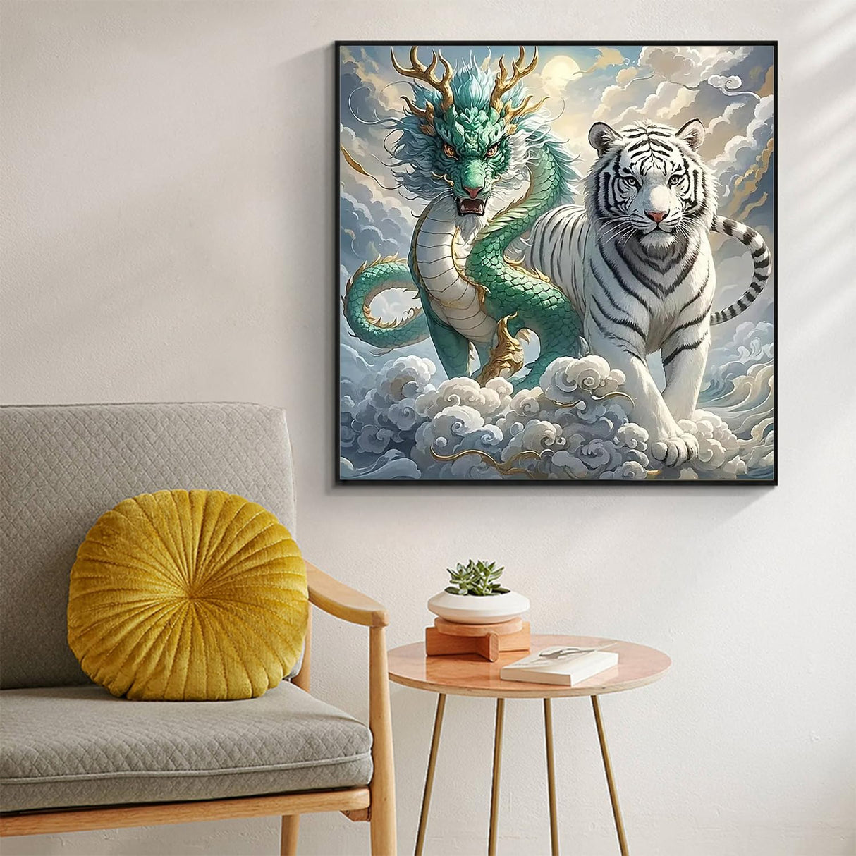 5D Diamond Art Kits for Adults Beginners,Dragon and Tiger DIY Full Round Drill Diamond Painting Kits,Paint by Diamonds Dots Gem Art Easy,Home Wall Decor 14X14 Inch Acelii