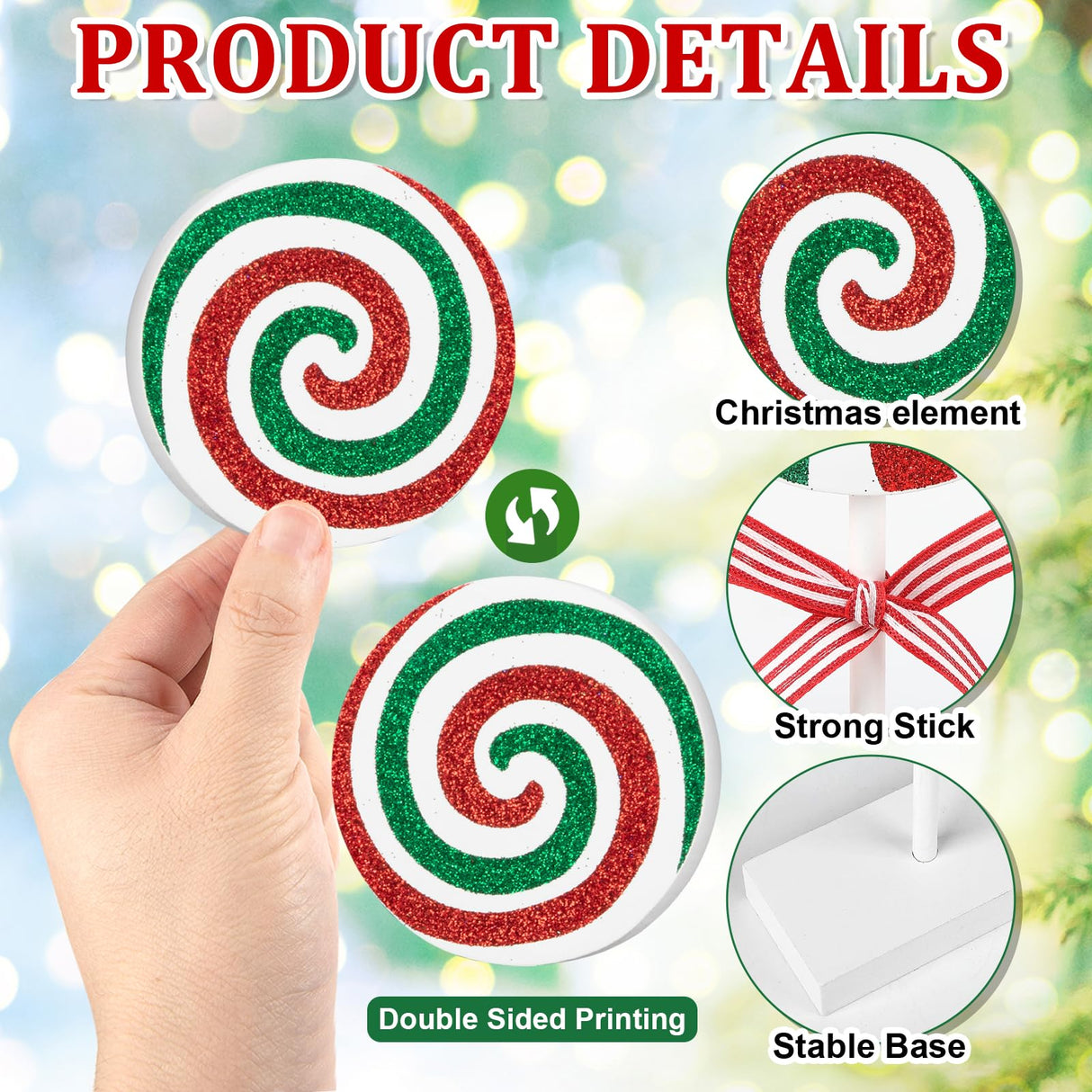 3 Pieces Christmas Table Decorations Wood Candy Set, Red and Green Christmas Tiered Tray Decor,Rustic Christmas Candy Table Decorations for Home Tables (Red and Green) Sereliy