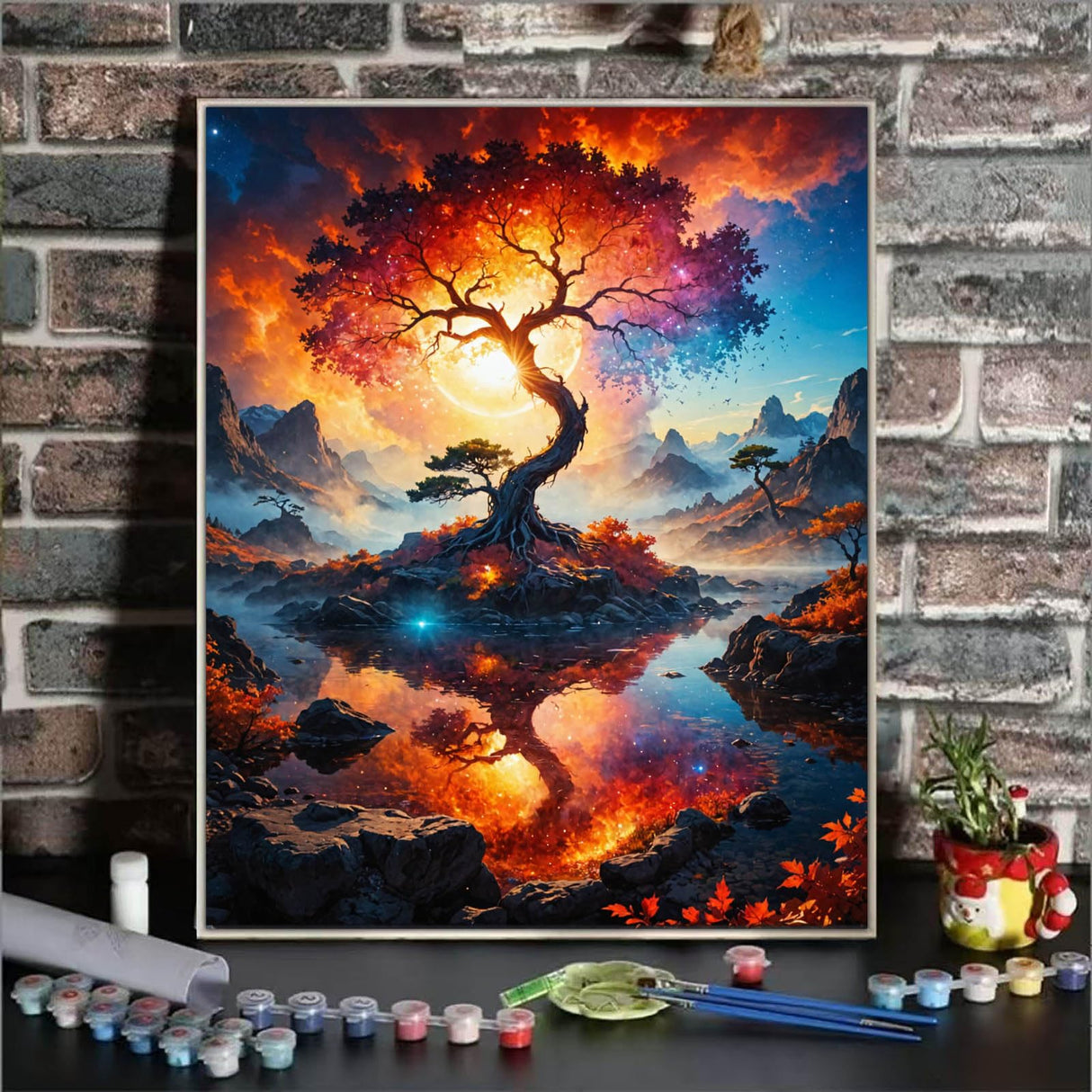 ldazao Paint by Numbers Kit for Adults Tree Paint-by-Number Kits Acrylic On Canvas DIY Trees Adult Oil Painting for Gift Adults' Paint-by-Number Kits Home Wall Decor 16x20 Inch ldazao