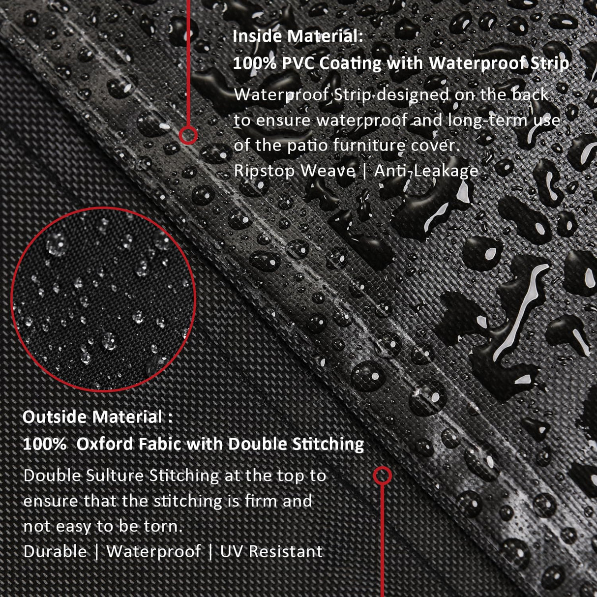 Patio Furniture Covers, 4 Piece Heavy Duty Waterproof Outdoor Furniture Cover with Windproof Buckle Strap, Rattan Wicker Patio Furniture Set Cover for Chair Sofa Black (Black, X-Large) CKCLUB