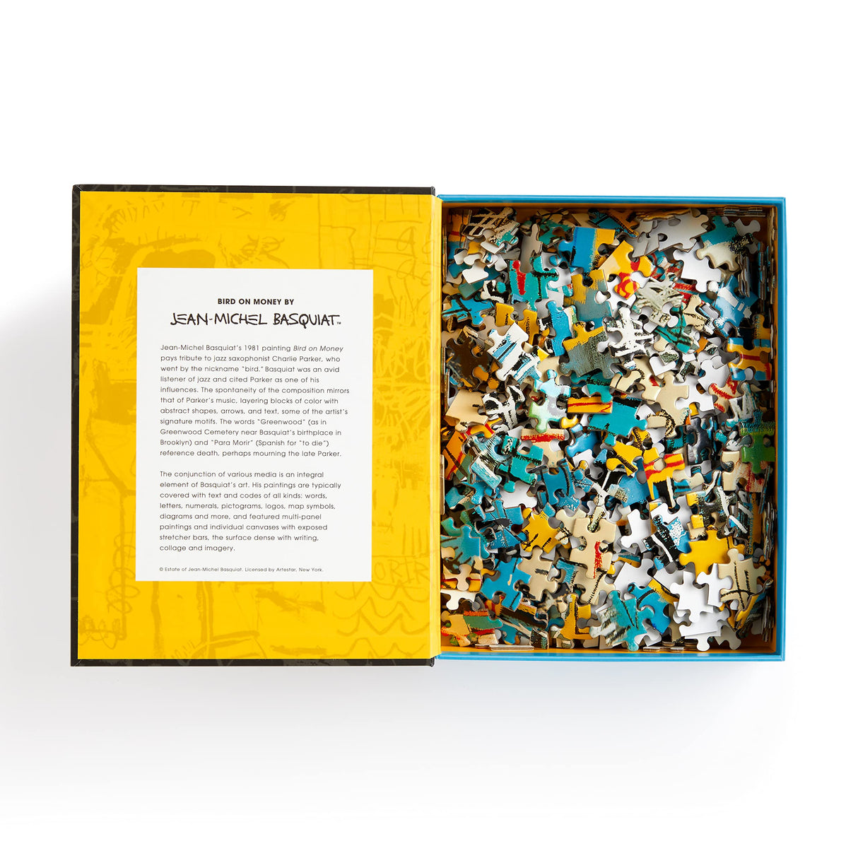 Galison Basquiat Bird On Money – 500 Piece Book Puzzle with Iconic Bird On Money Charlie Parker Tribute Artwork Packaged in Magnetic Keepsake Book Sized Box Galison