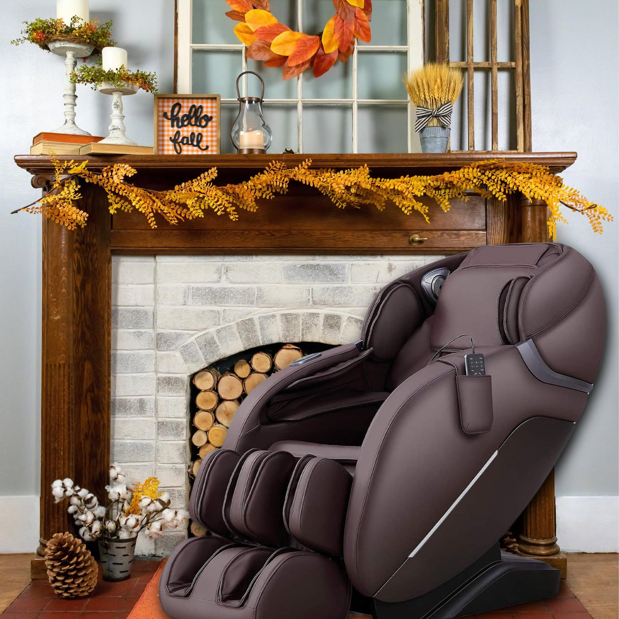 MYTHIA A303 Massage Chair iRest System, Full Body with Heat, Zero Gravity, 53.15" SL Track Shiatsu Recliner with Auto Body Scan, Bluetooth Speakers, Footrest Calfrest Extension (Brown) MYTHIA