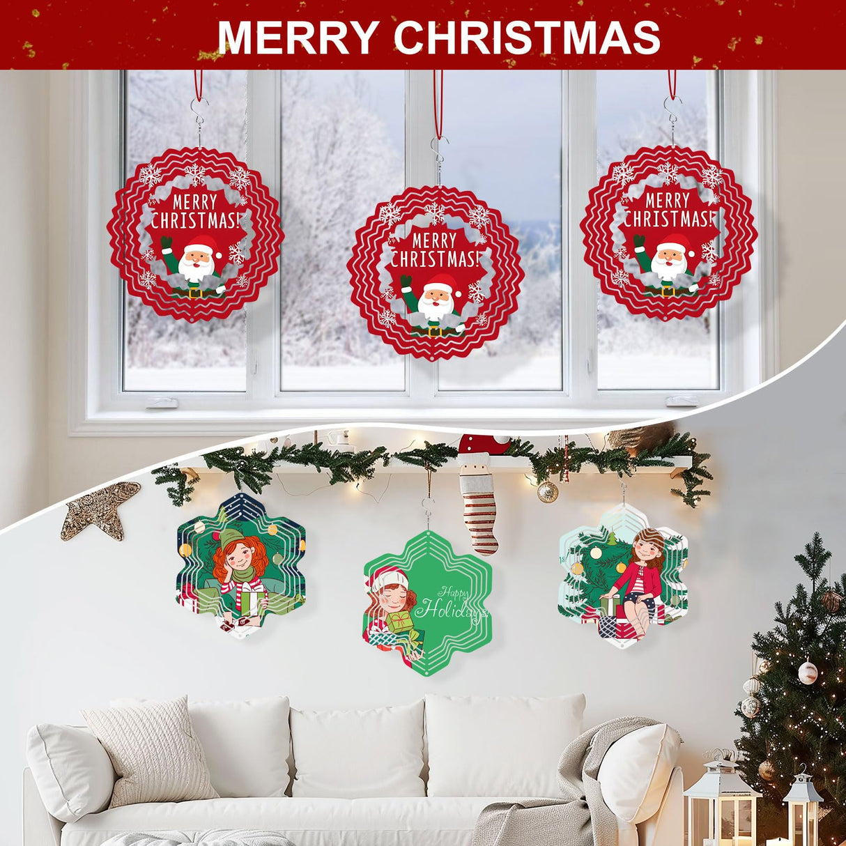 Sublimation Wind Spinner Blank 10 Inch 5 Pack Aluminum Wind Sculpture Double Sided Heat Transfer Printing (Hexagon Shape) WANZELONYO