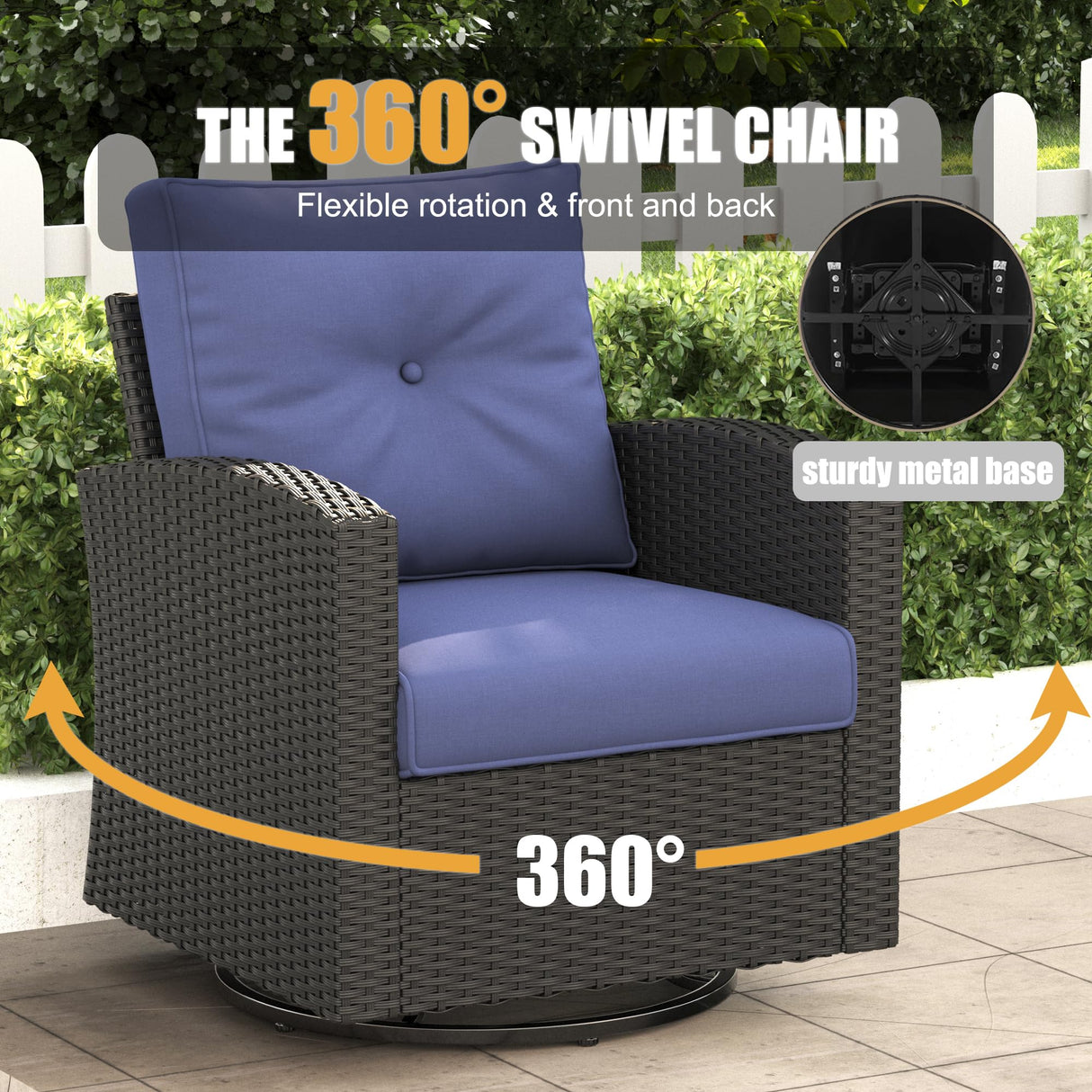 LayinSun 13 Pieces Patio Furniture Set with Fire Pit Table, Black Rattan Modular Sectional Outdoor Conversation Sofa Set, Swivel Rocking Chairs Set LayinSun