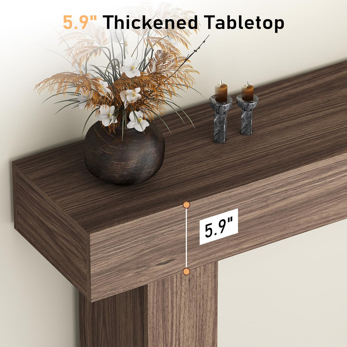 knoworld 63 Inch Long Console Table for Entryway, Farmhouse Wood Rectangular Sofa Table Behind Couch Table, Narrow Entryway Table for Living Room, Entrance, Hallway, Foyer, Easy Assembly (Brown) knoworld