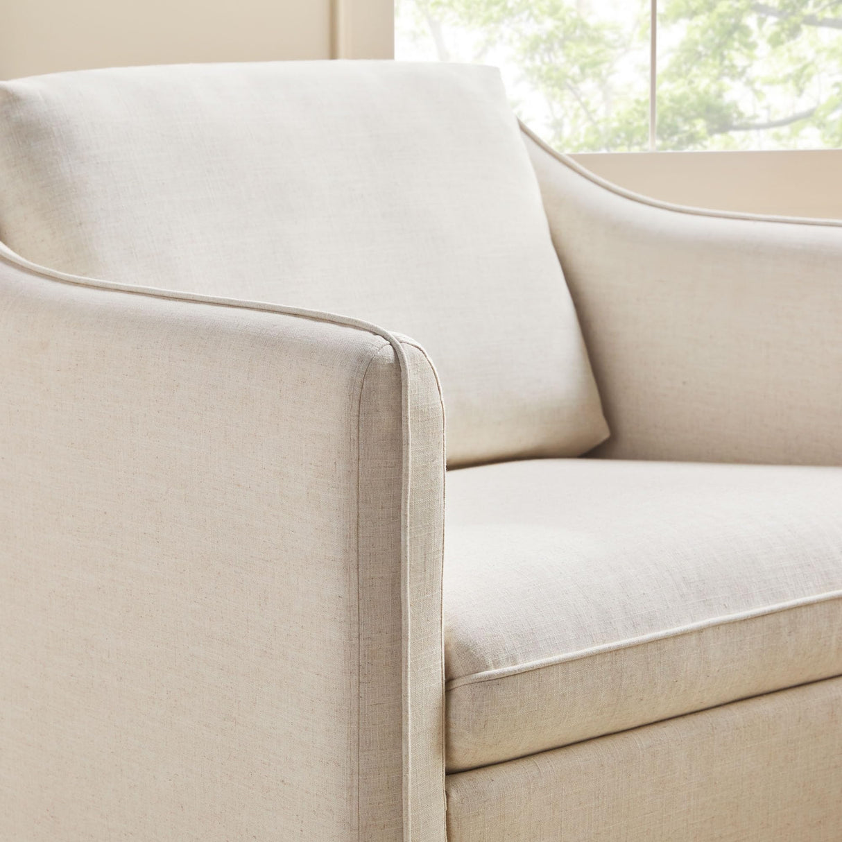 Walker Edison Nash Modern Farmhouse Linen Swivel Accent Chair, Cream Walker Edison