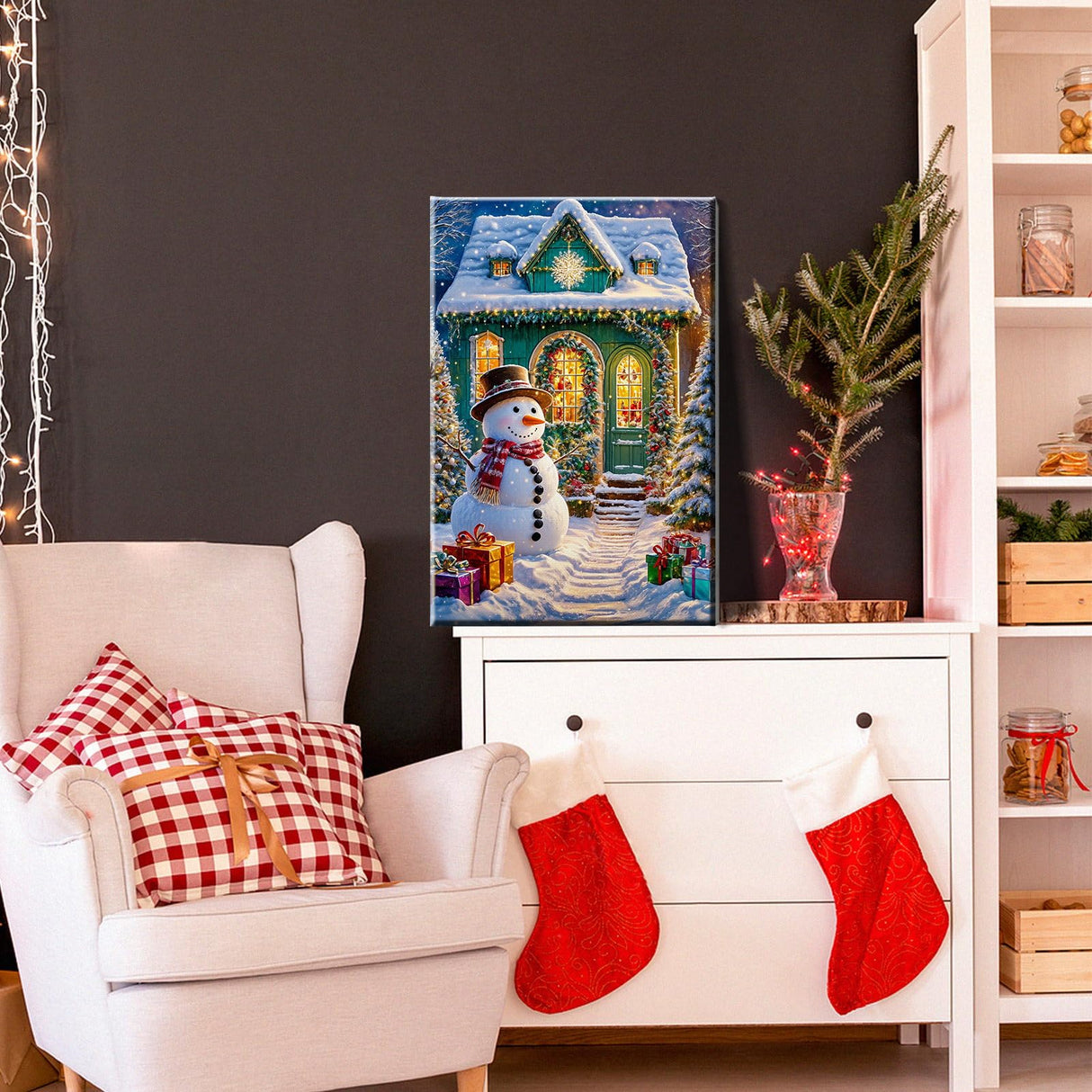 JOOZ Christmas Paint by Numbers Kit for Adults with Frame, Snowman Paint by Number with Easel, DIY Christmas Framed Paint by Number Kits for Gift Home Wall Decor 8x12 Inch JOOZ