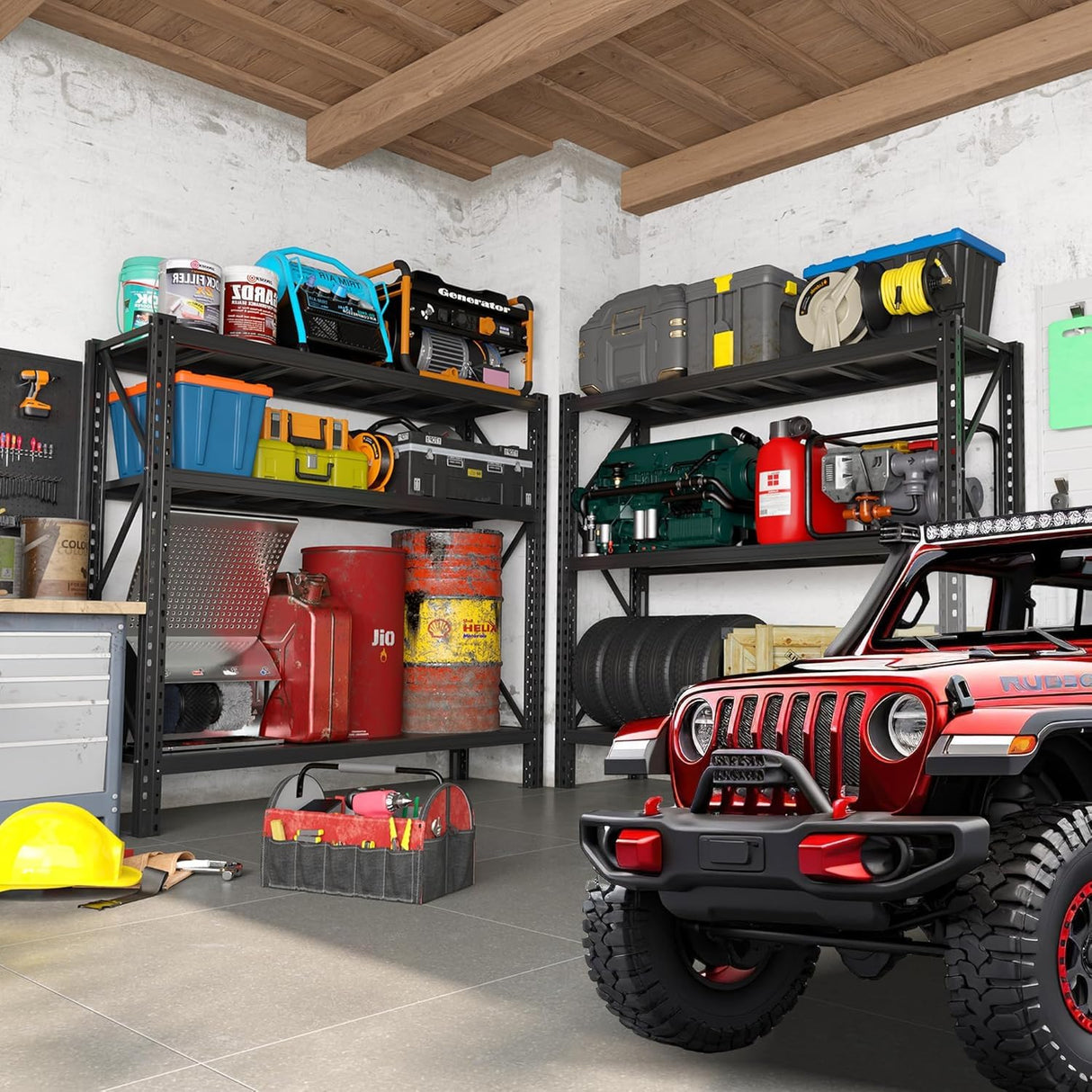 PRESTELION 67" W Garage Shelving 8500LBS Heavy Duty Storage Shelves,Adjustable 3 Tier Metal Shelves, Garage Storage Shelving and Pantry Industrial Shelf Utility Rack, 67" W x 20" D x 63" H PRESTELION