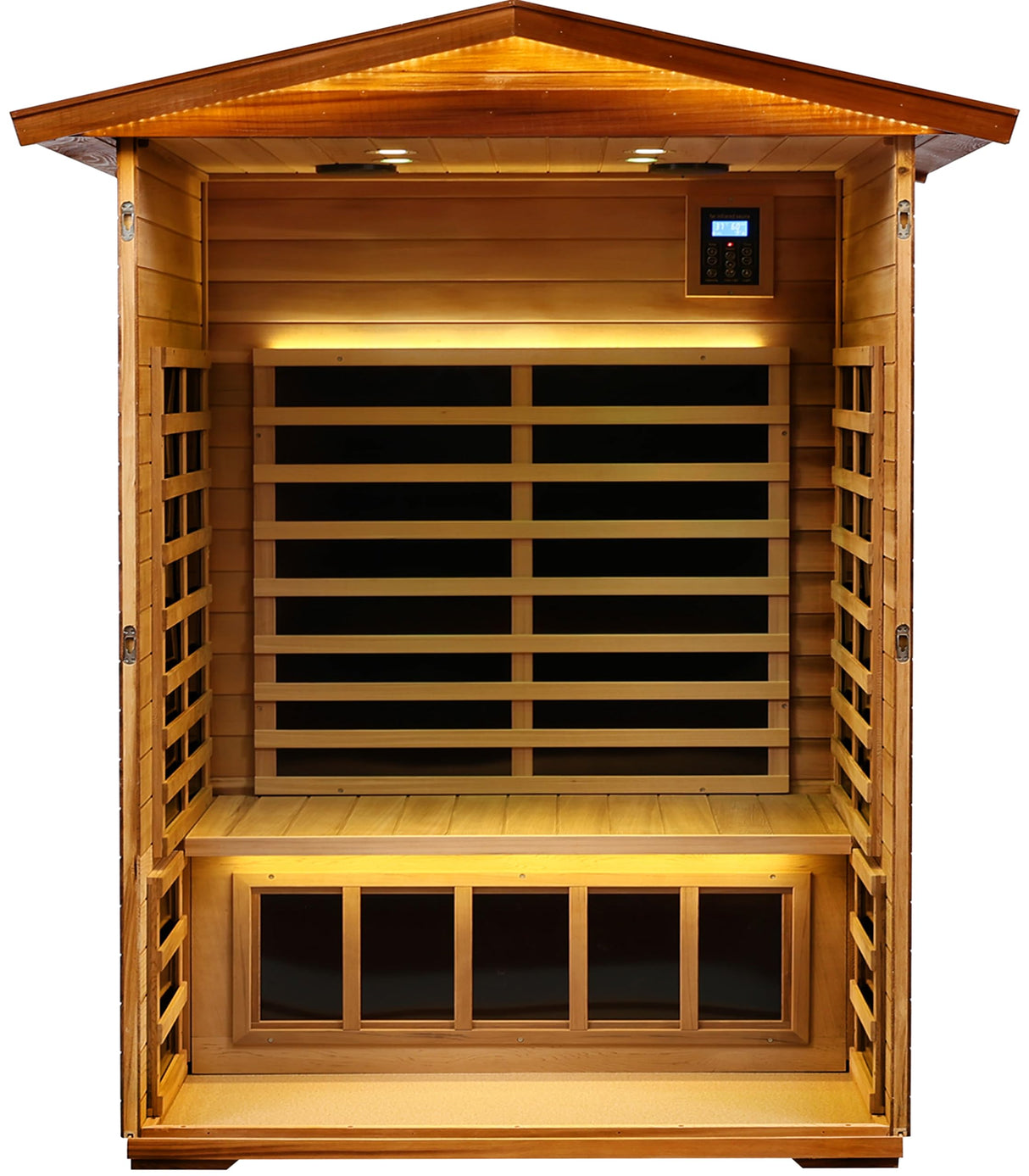 LTCCDSS Outdoor Red Cedar Sauna 2 Person Far Infrared Sauna, Red Cedar Canadian, Withstand Outdoor Temp -10℉-149℉| Low EMF Sauna Room for Home-9 Low EMF Heaters-Chromotherapys-Bluetooth Speaker LTCCDSS