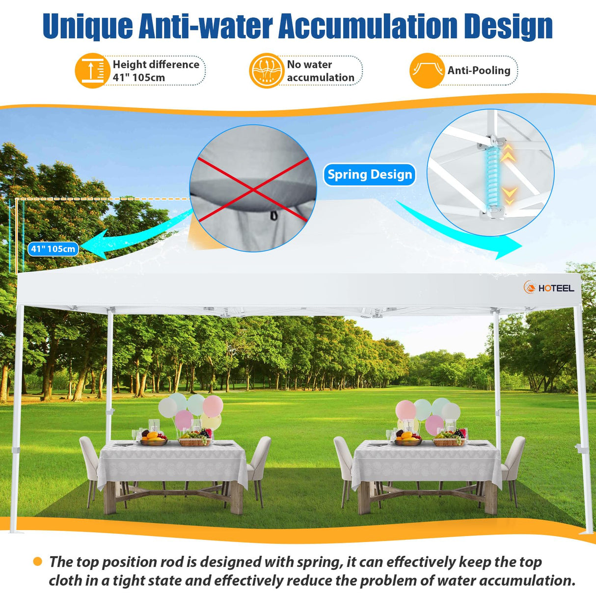 HOTEEL 10x15 Pop up Canopy Tent for Parties, Heavy Duty Easy Setup Tent Without Sidewalls, Outdoor Commercial Instant Gazebo for Wedding Event, with Roller Bag & Sand Bags, White(Hexagonal Frame) Hoteel