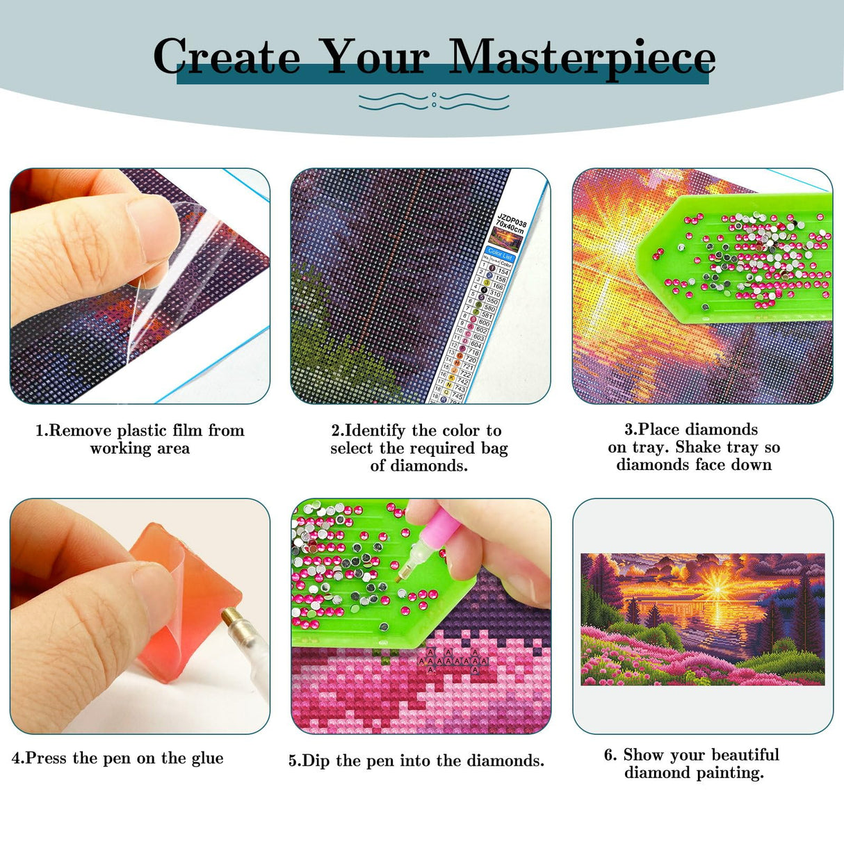 JOOZ Large Landscape Diamond Art Kits for Adults - 5D Sunset Diamond Painting Kits for Adults, DIY Full Drill Extra Large Lake Diamond Art Painting, Gem Art Kits for Home Wall Decor 27.5x15.7 Inch JOOZ