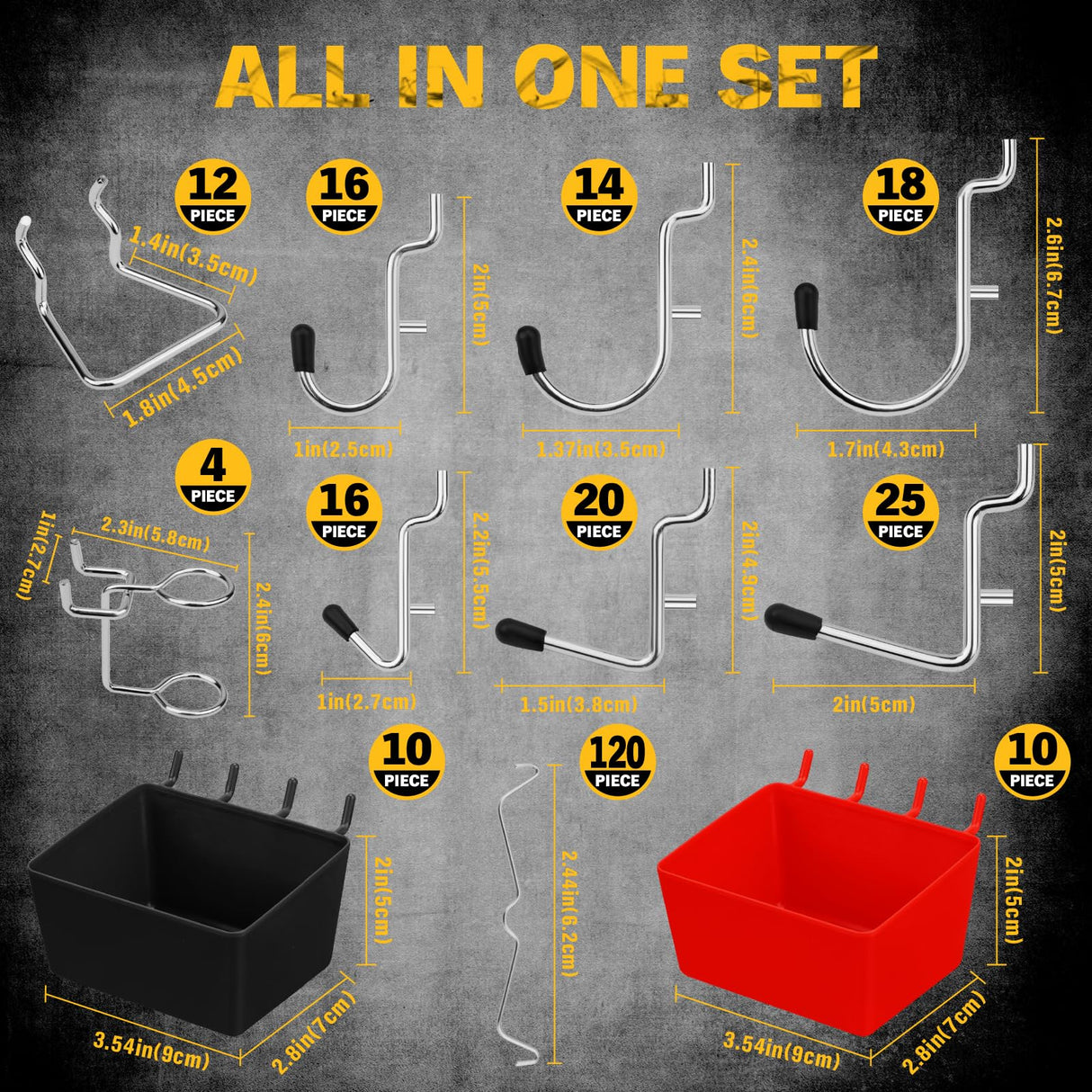 ELEAD 297 Piece Pegboard Hooks Kit, Peg Board Organizer Accessories with Bins for Organizing Various Tools, Fit 1/8 or 1/4 inch Pegboard for Hanging Storage, Garage Kitchen Bathroom Craft Room ELEAD