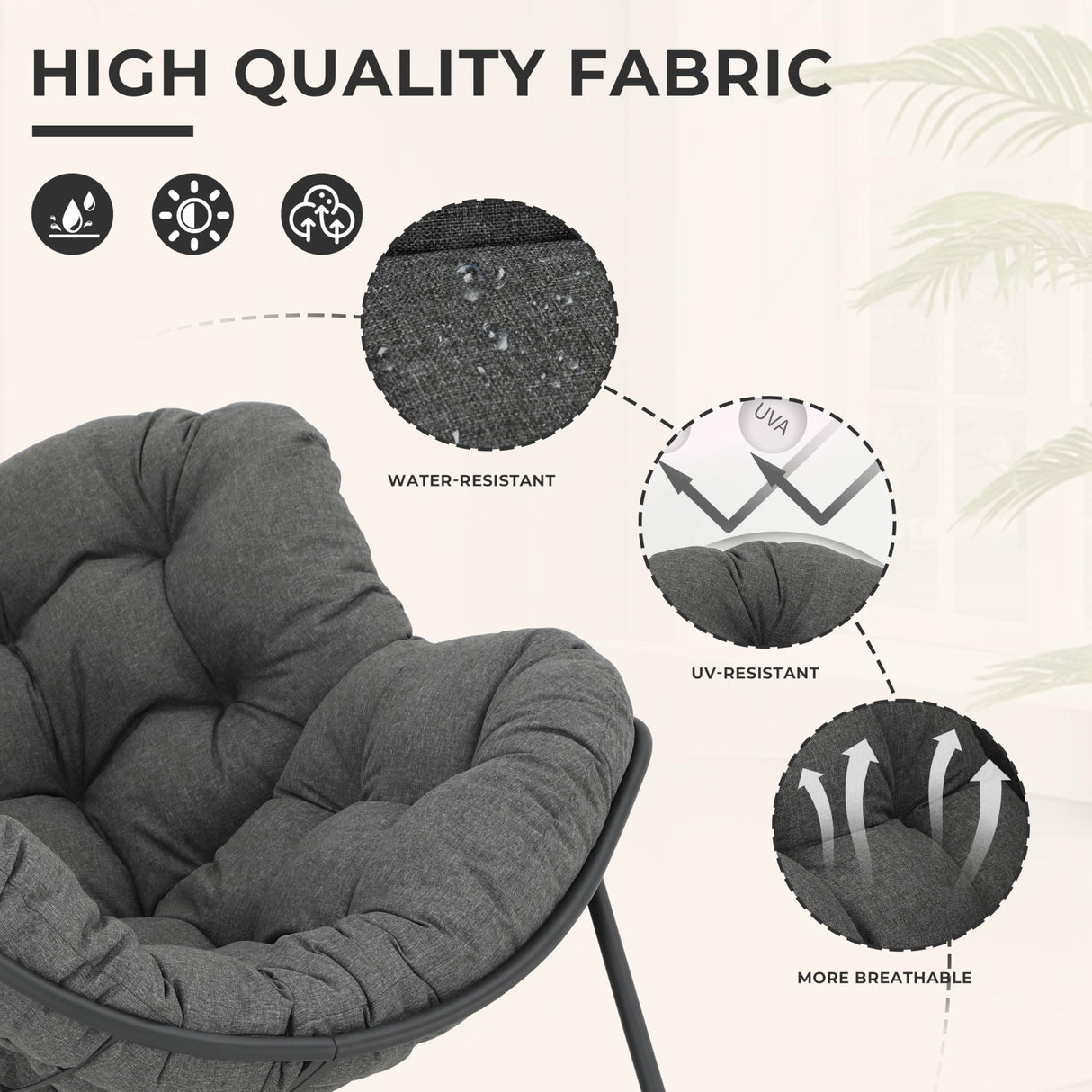GREEN MORE Patio Rocking Chair Oversized Indoor & Outdoor, Egg Rocking Chair Lounge with Padded Cushion and Metal Frame for Front Porch Patio Backyard GREEN MORE