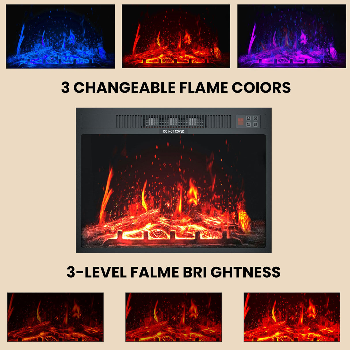 Kurapika Fireplace TV Stand for up to 75" TV, Farmhouse Entertainment Center with 24" Fireplace, 67" Media Console Cabinets for Living Room w/Storage Shelves, Remote Control, White Kurapika